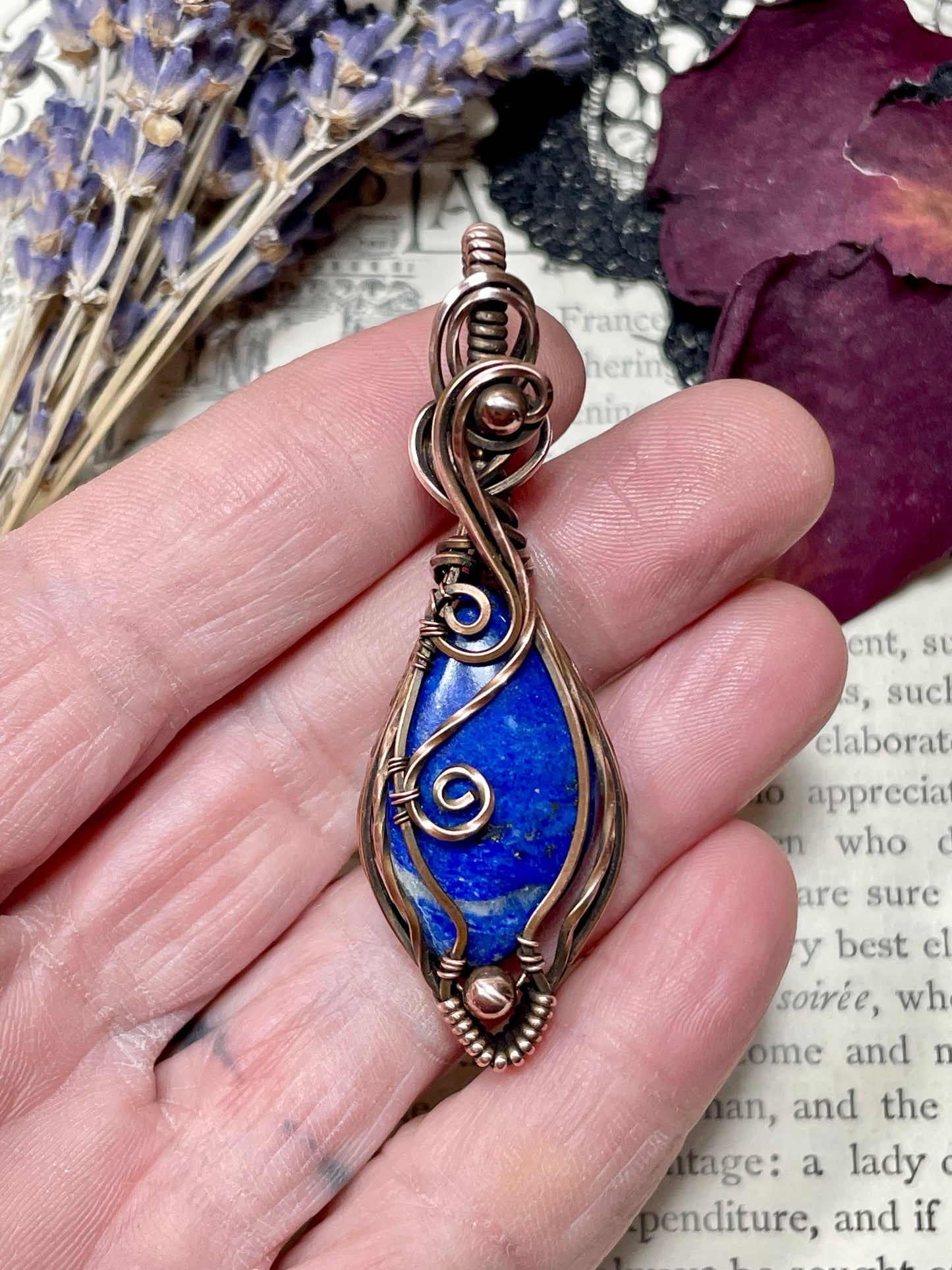 Lapis Lazuli Pendant in Copper
