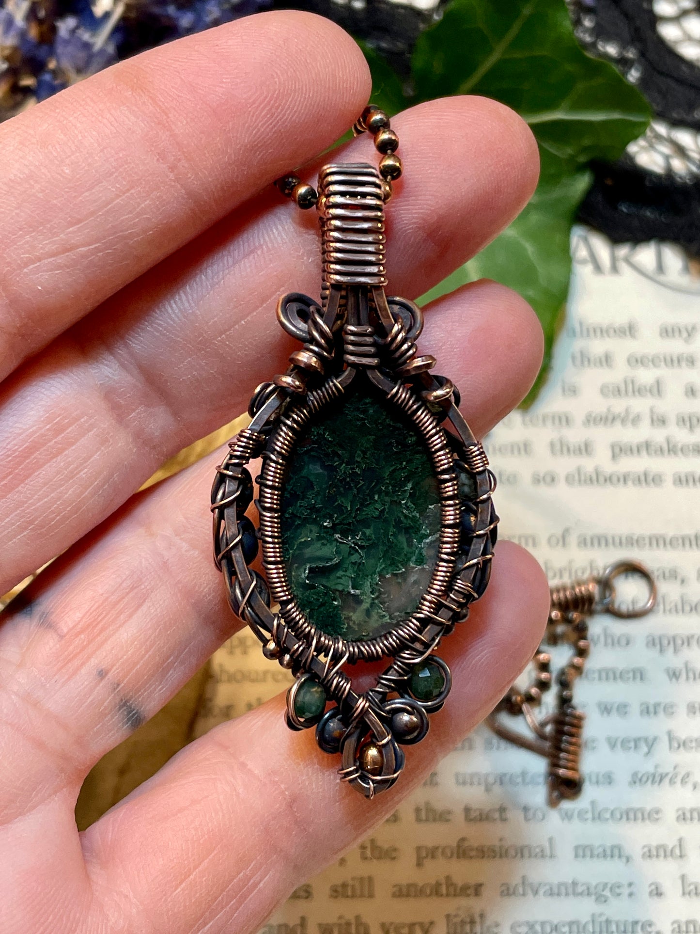 Moss Agate Tree Tree of Life Amulet in Copper