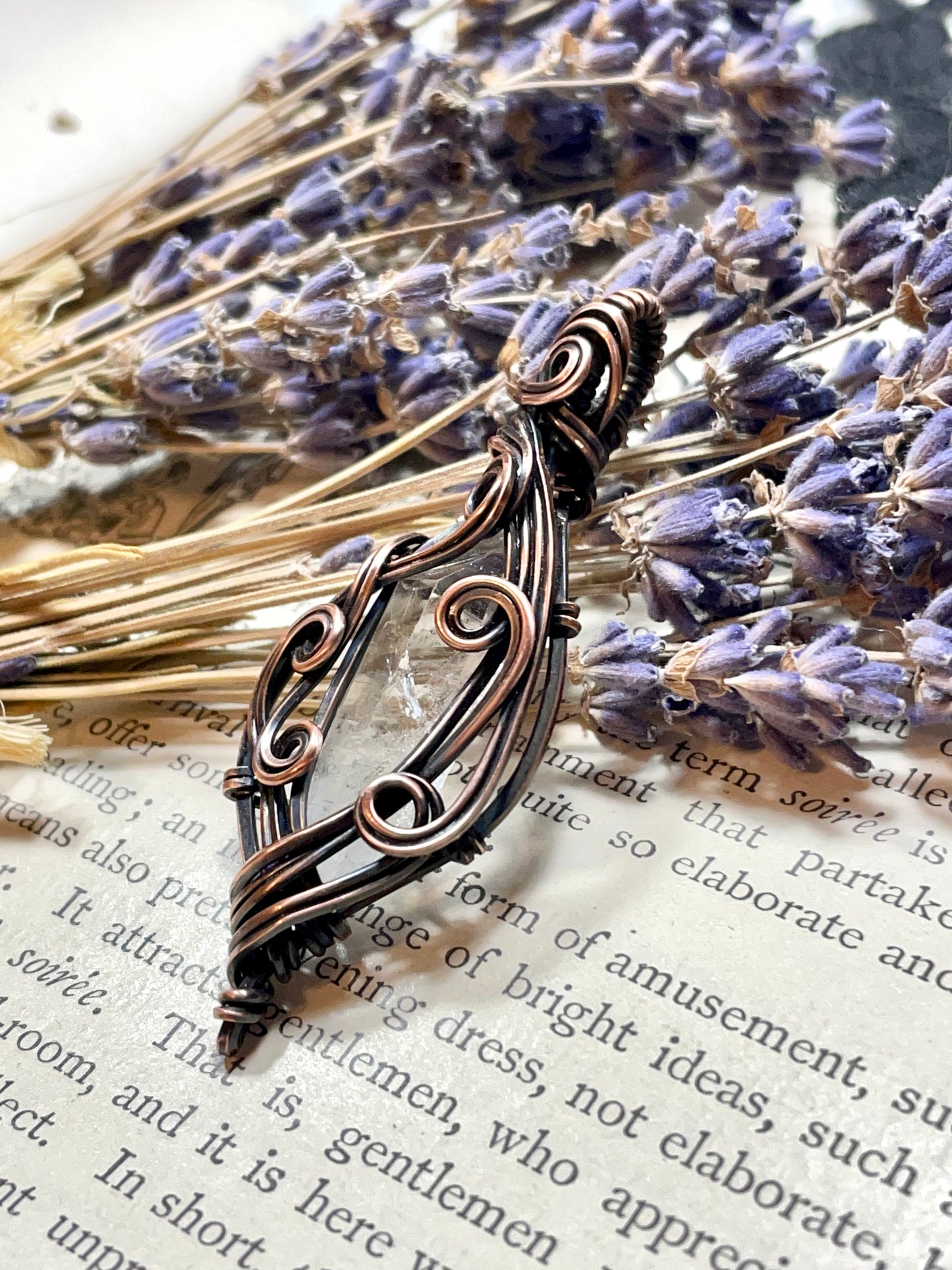 Quartz Crystal Point (Clear Quartz Crystal )Pendant in Copper #1