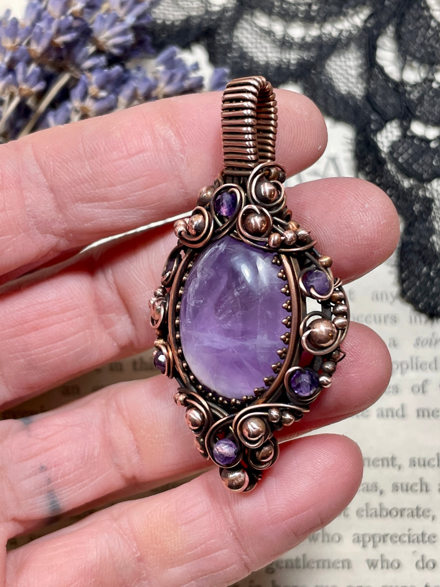 Amethyst (Thunder Bay, Ontario Amethyst) in Copper