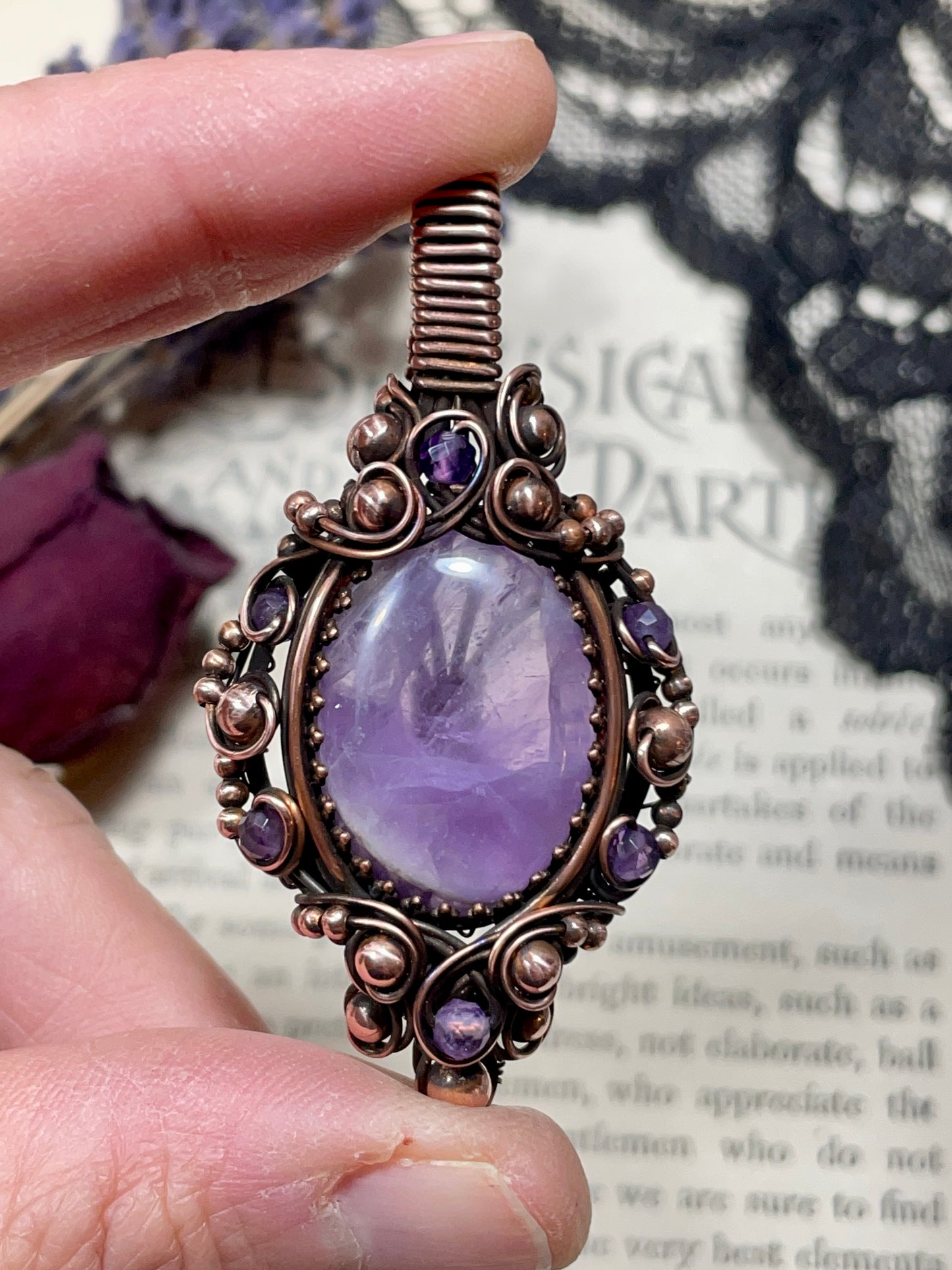 Amethyst (Thunder Bay, Ontario Amethyst) in Copper