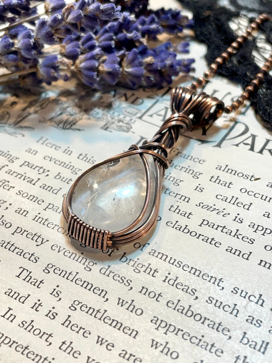 Clear Quartz Pendant in Copper