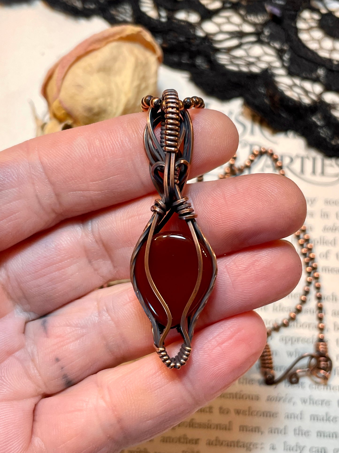 Carnelian Pendant in Copper