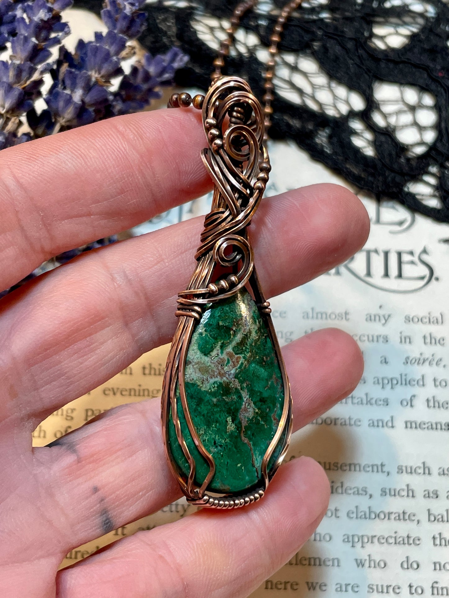 Azurite Malachite Pendant in Copper