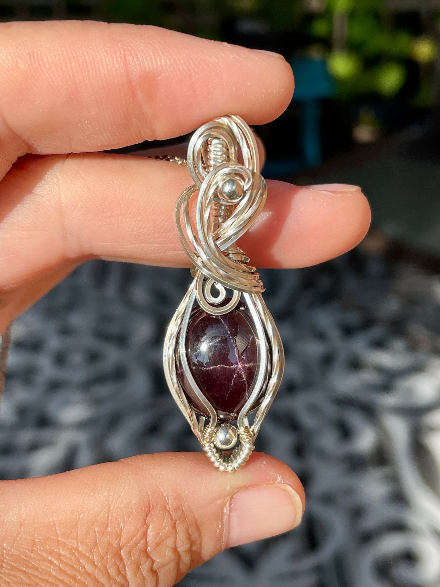 Garnet (Star Garnet) Pendant in Sterling Silver