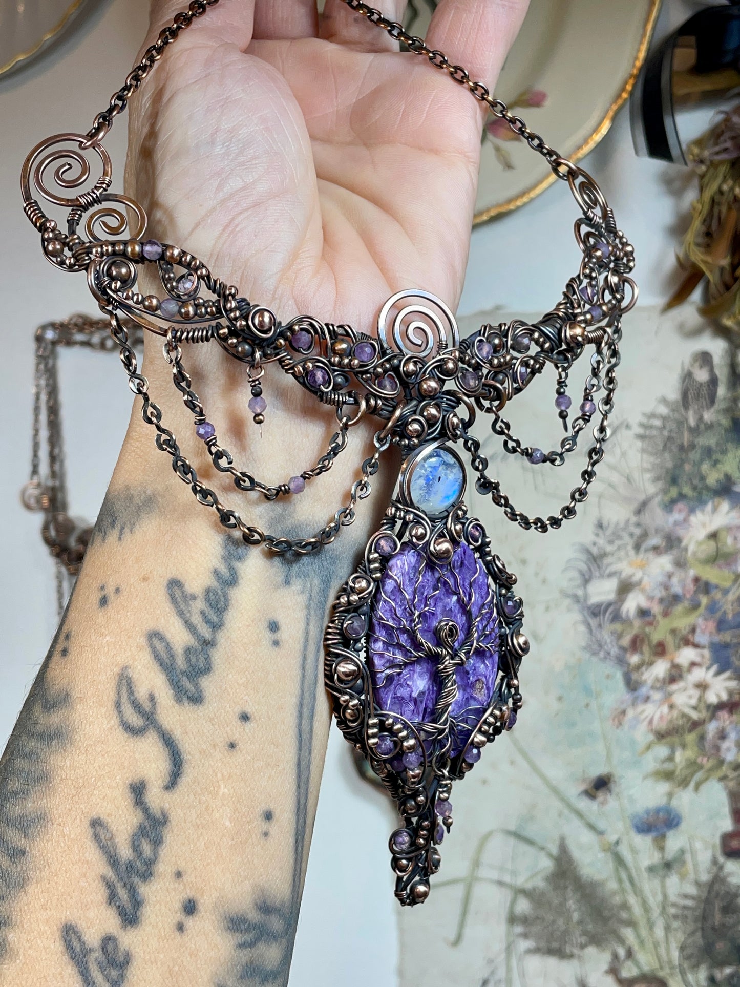 Charoite Tree Spirit Collar in Copper