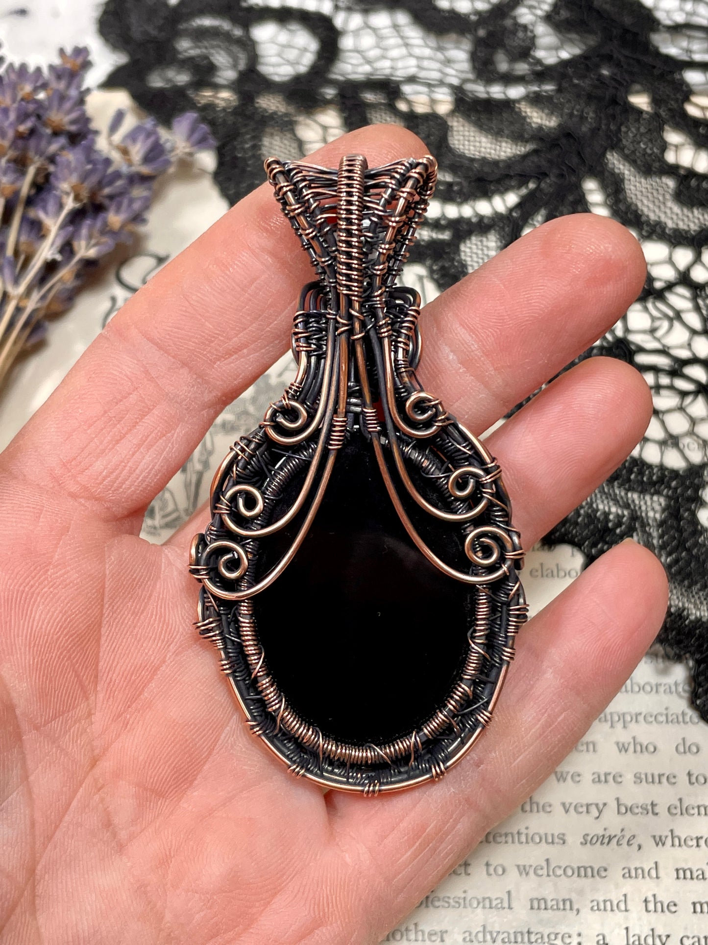Onyx Tree of Life Pendant in Copper
