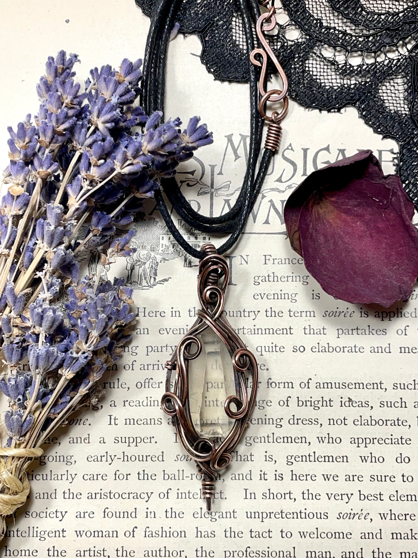 Quartz Crystal Point (Clear Quartz Crystal )Pendant in Copper #2