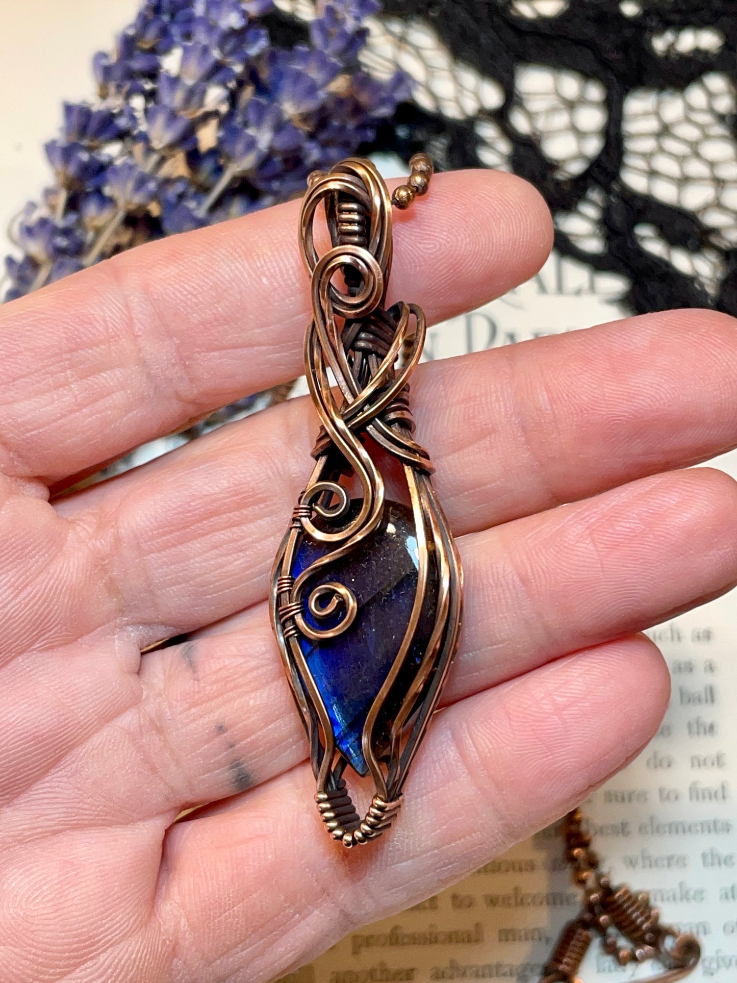 Labradorite Pendant in Copper