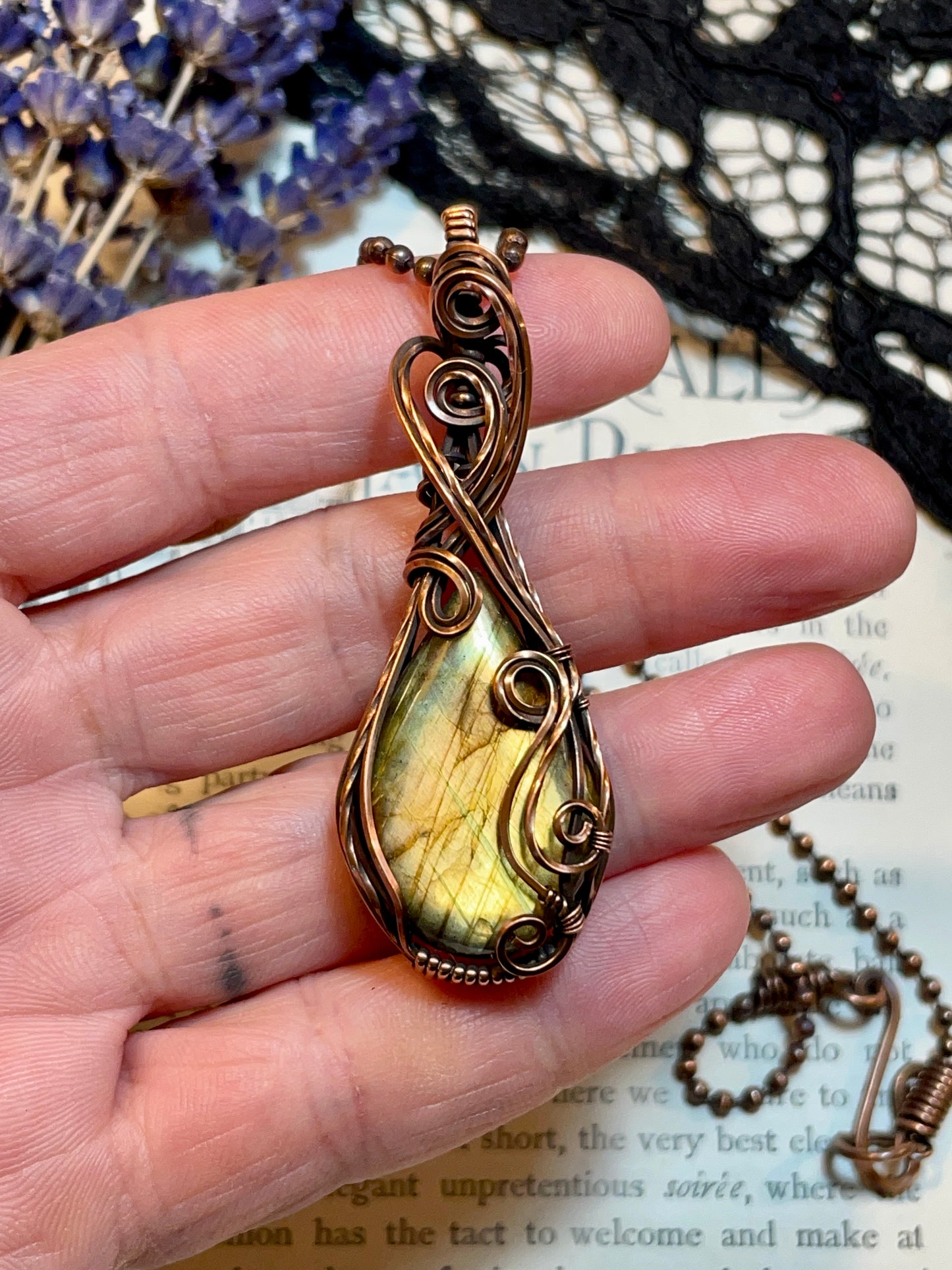 Labradorite Pendant in Copper