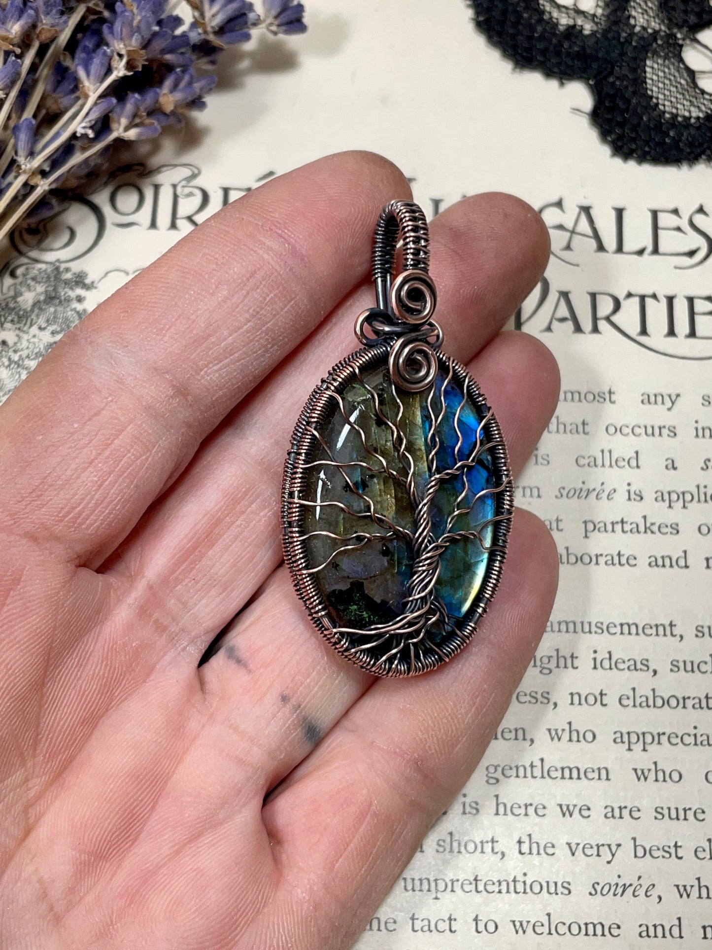 Labradorite Tree of Life Pendant in Copper