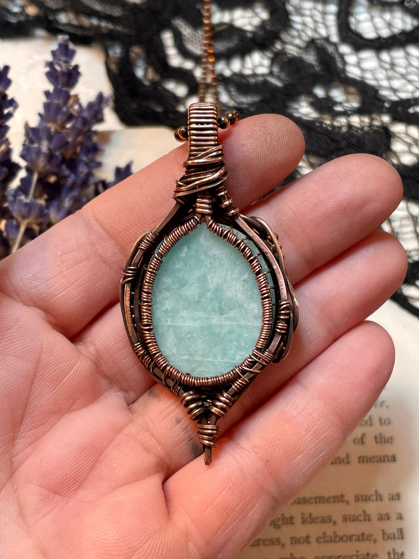 Amazonite Tree of Life Pendant in Copper