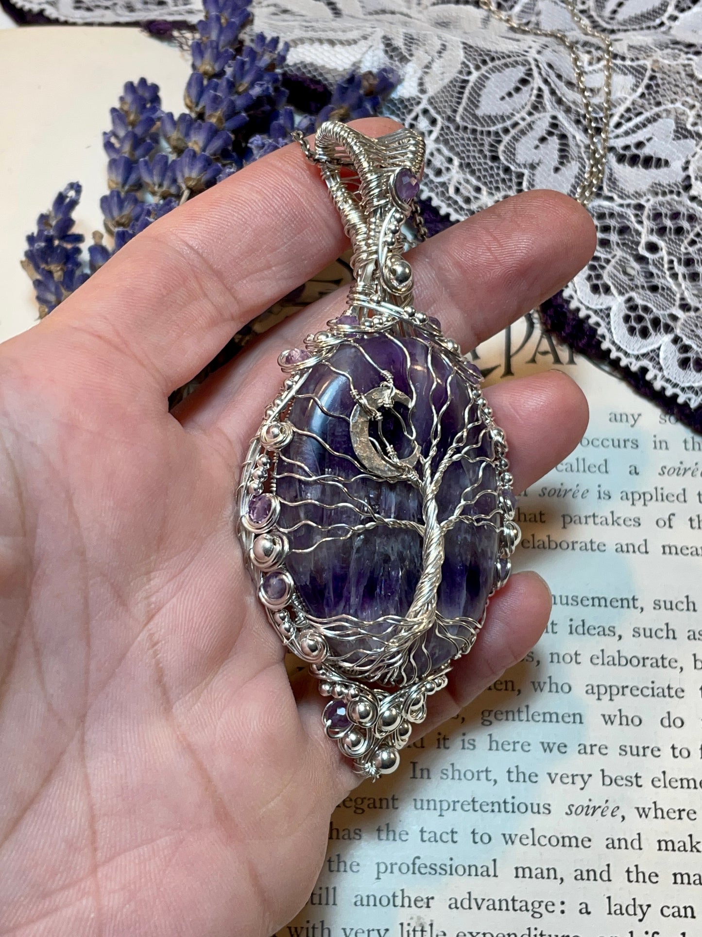 Amethyst Tree of Life Pendant in Sterling Silver