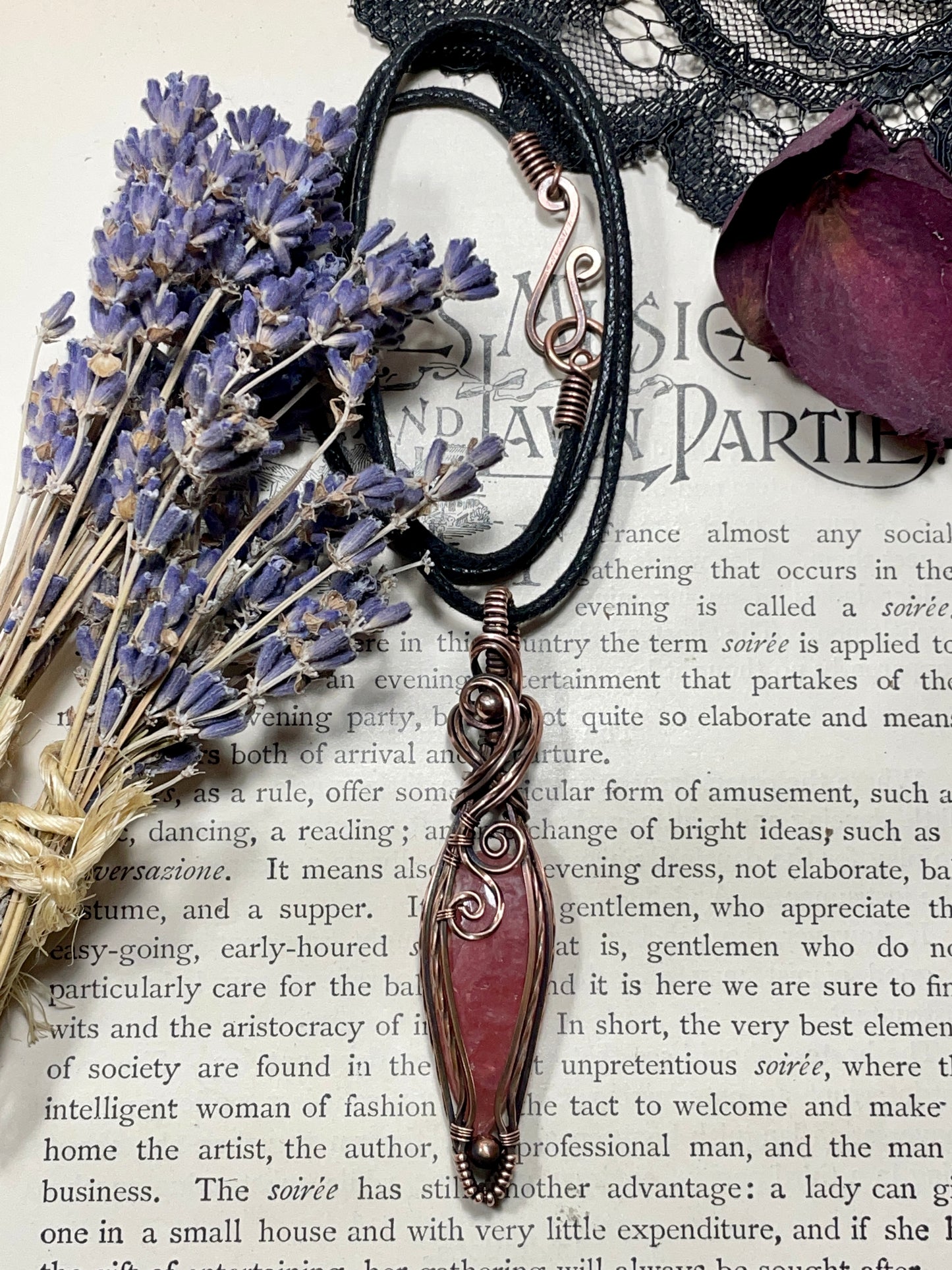 Rhodochrosite Pendant in Copper