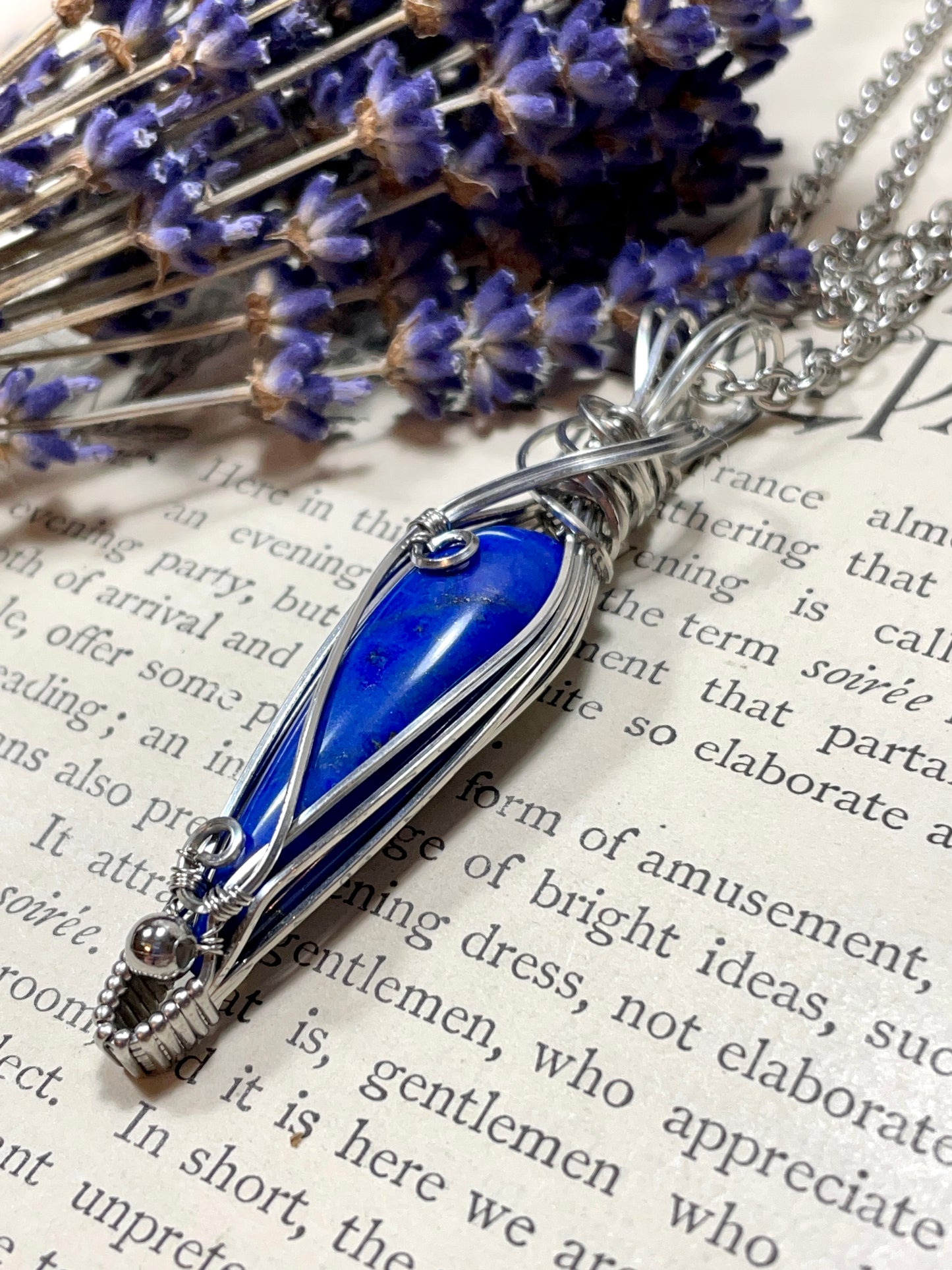 Lapis Lazuli Pendant in Stainless Steel