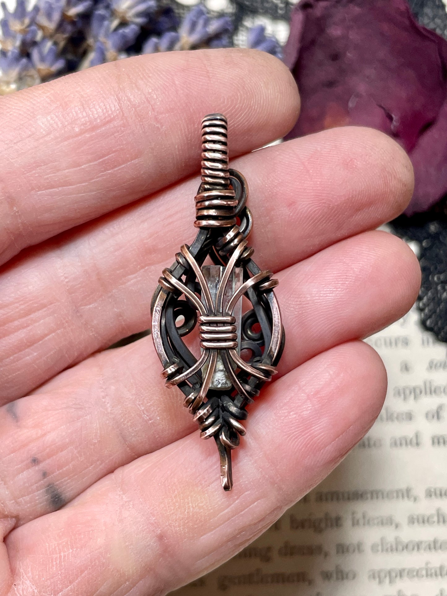 Aquamarine (Natural Raw Aquamarine Crystal) Pendant in Copper #2