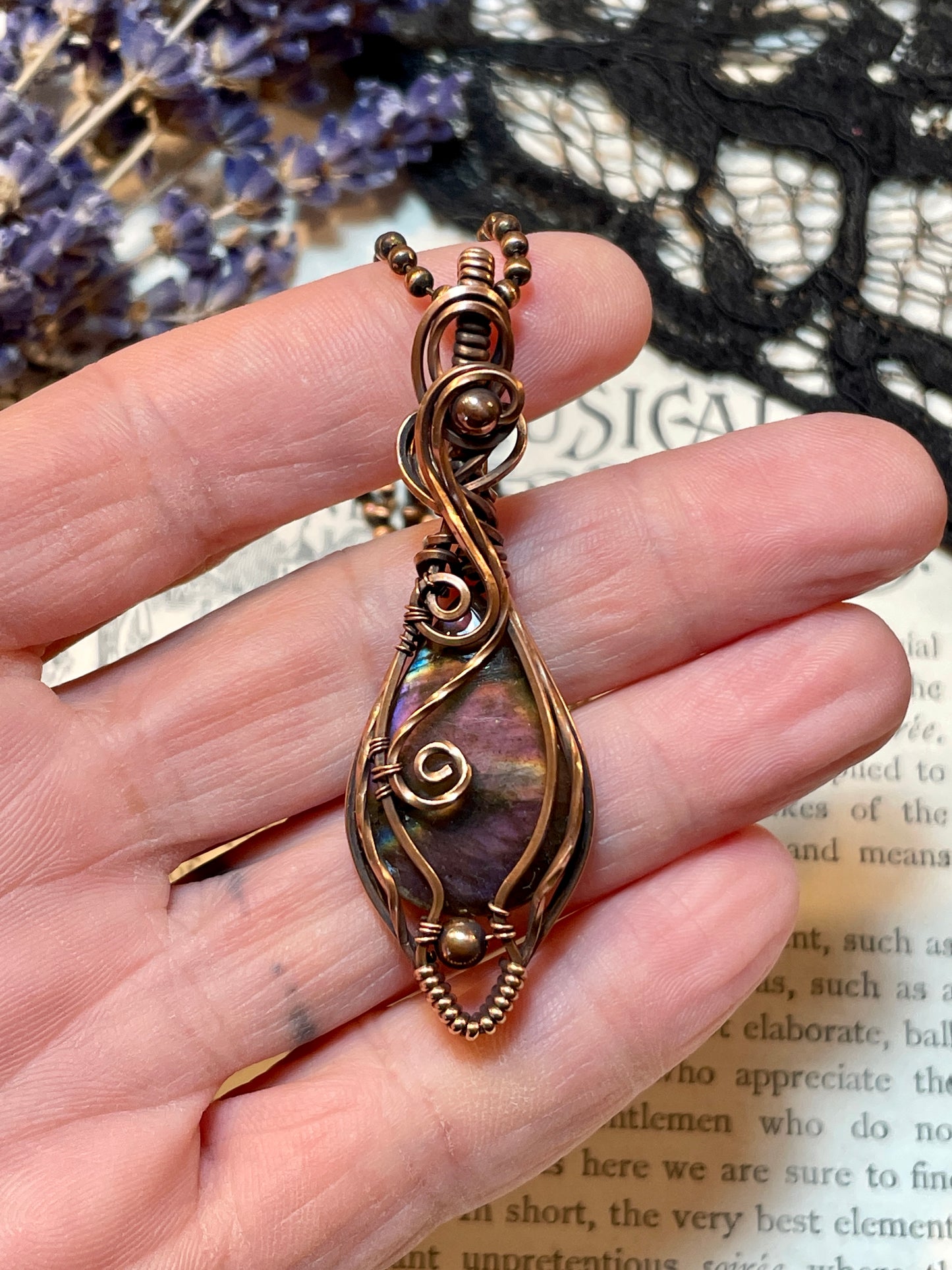 Labradorite Pendant in Copper