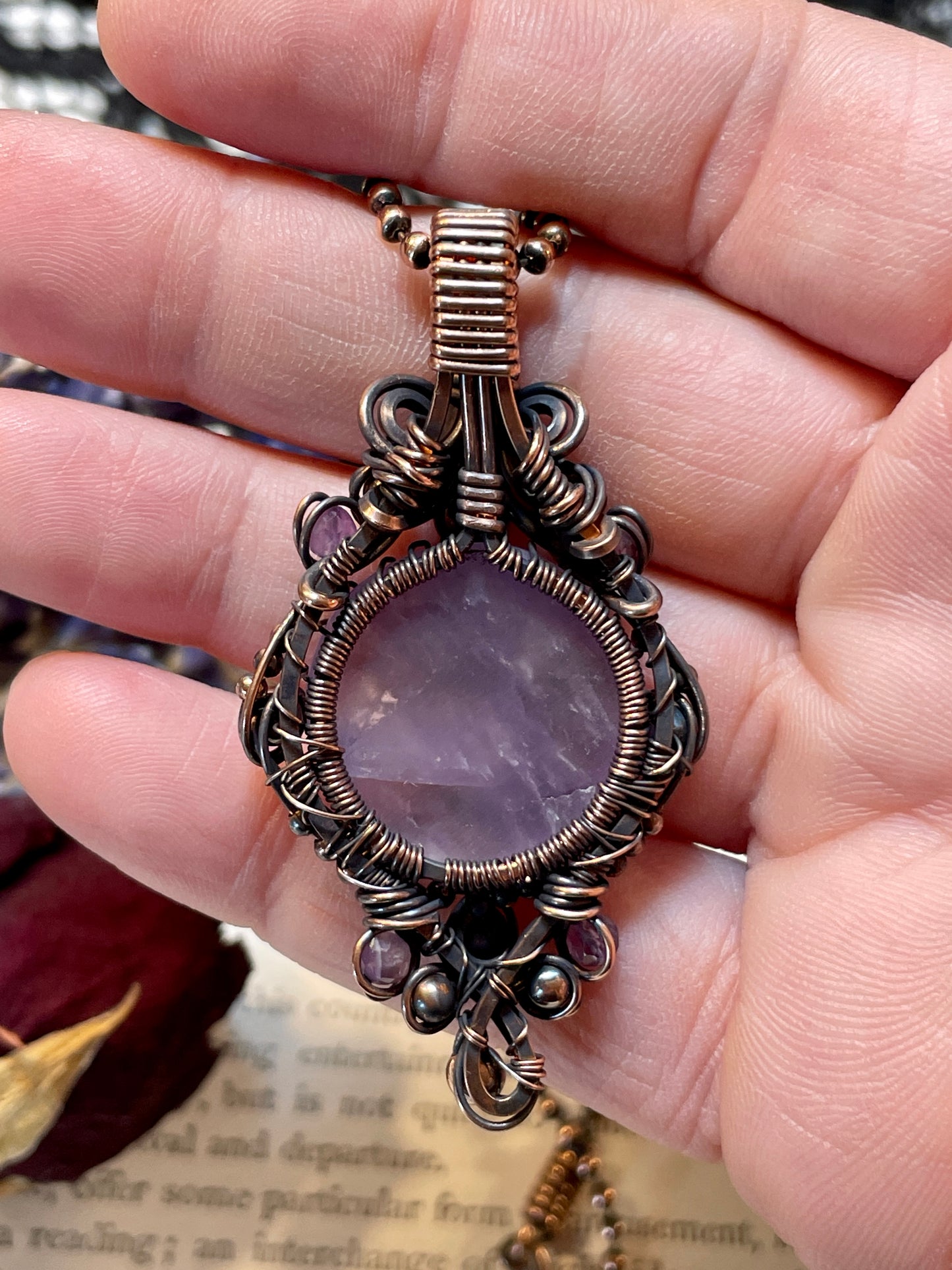 Amethyst Tree of Life Pendant in Copper