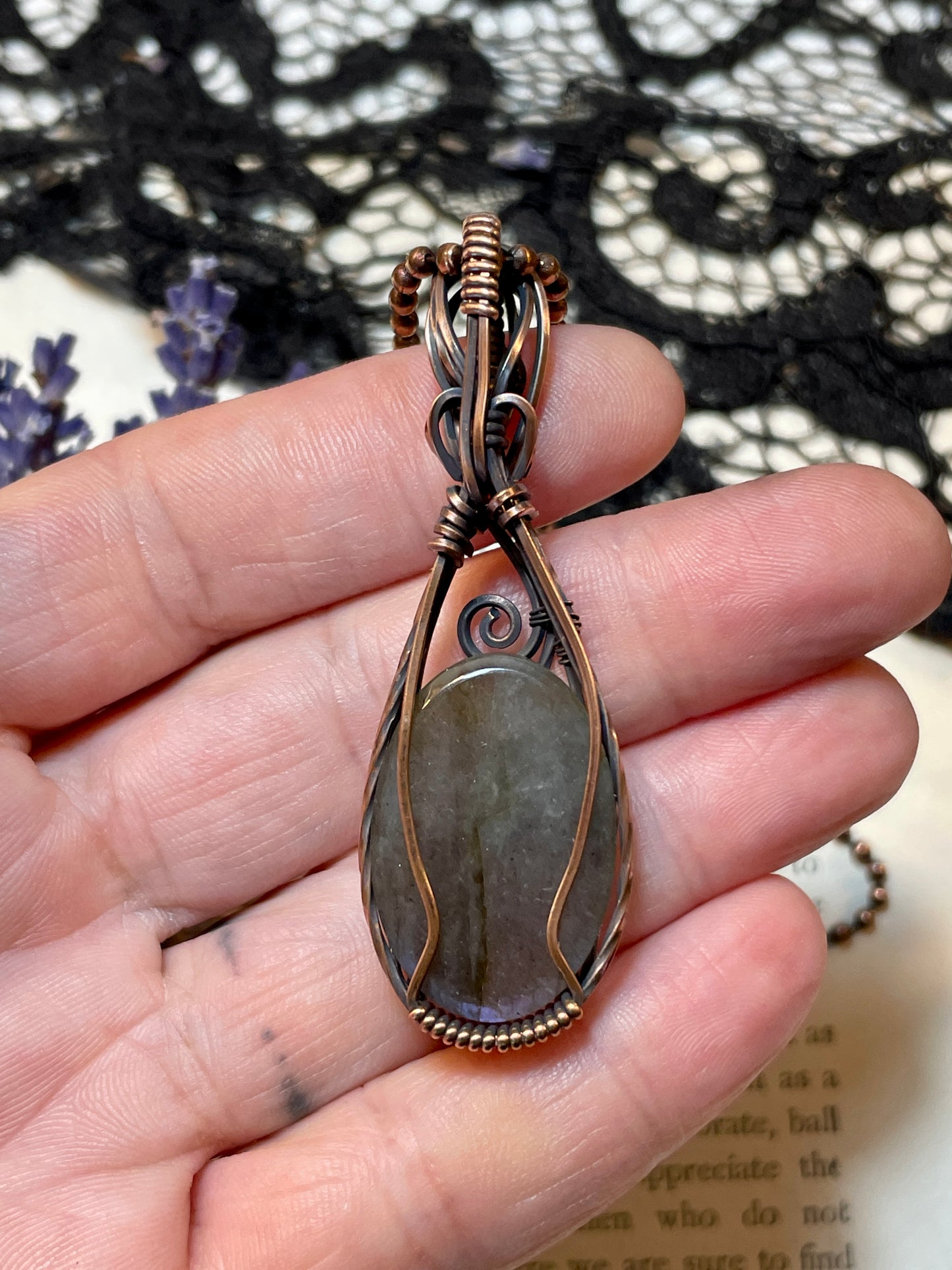 Labradorite Pendant in Copper