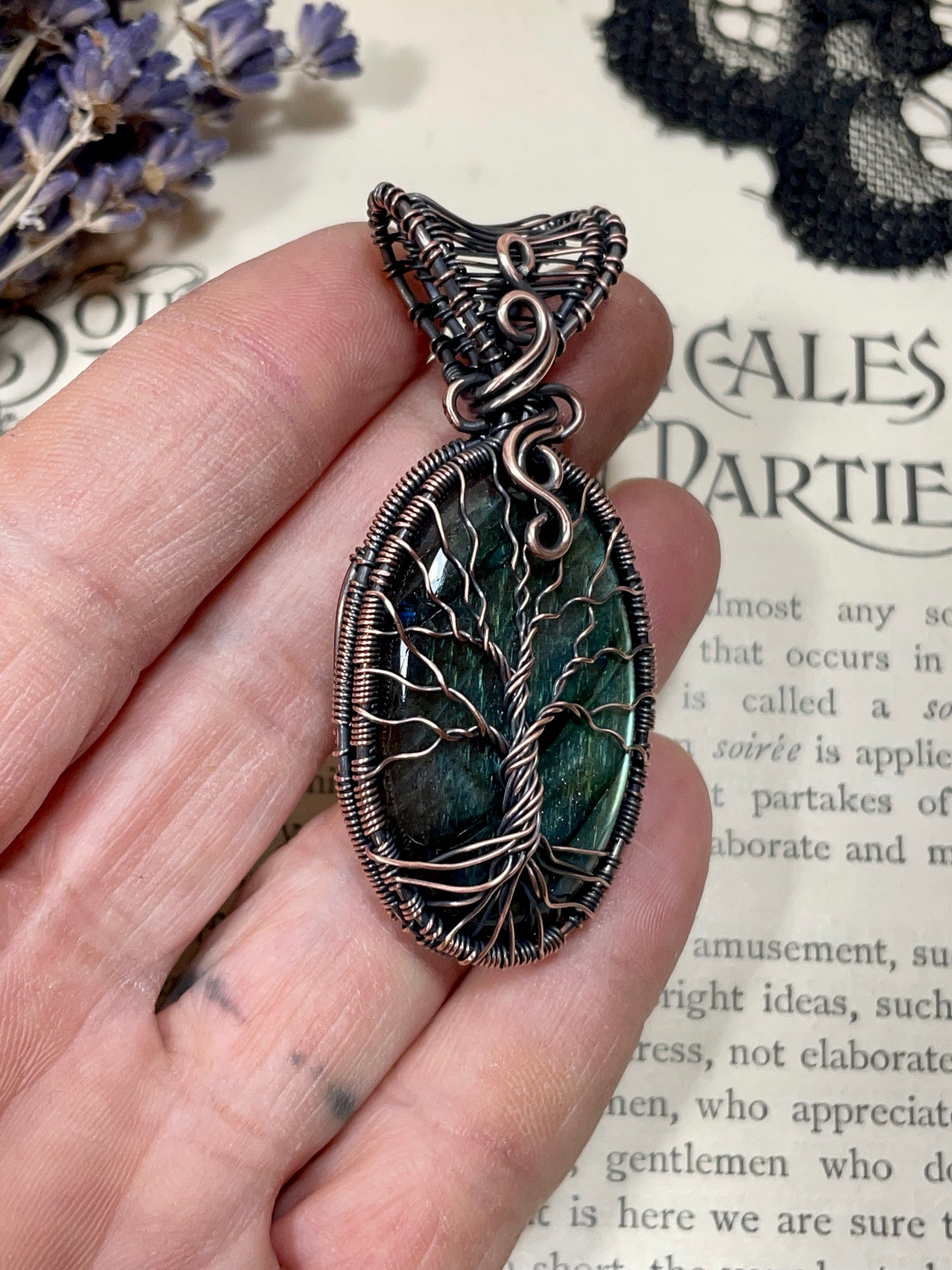 Labradorite Tree of Life Pendant in Copper