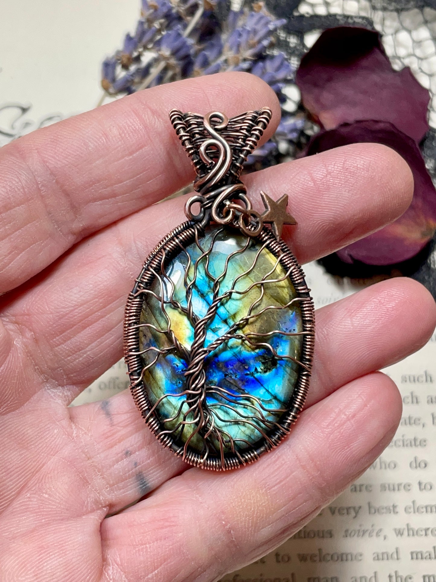 Labradorite Tree of Life Pendant in Copper