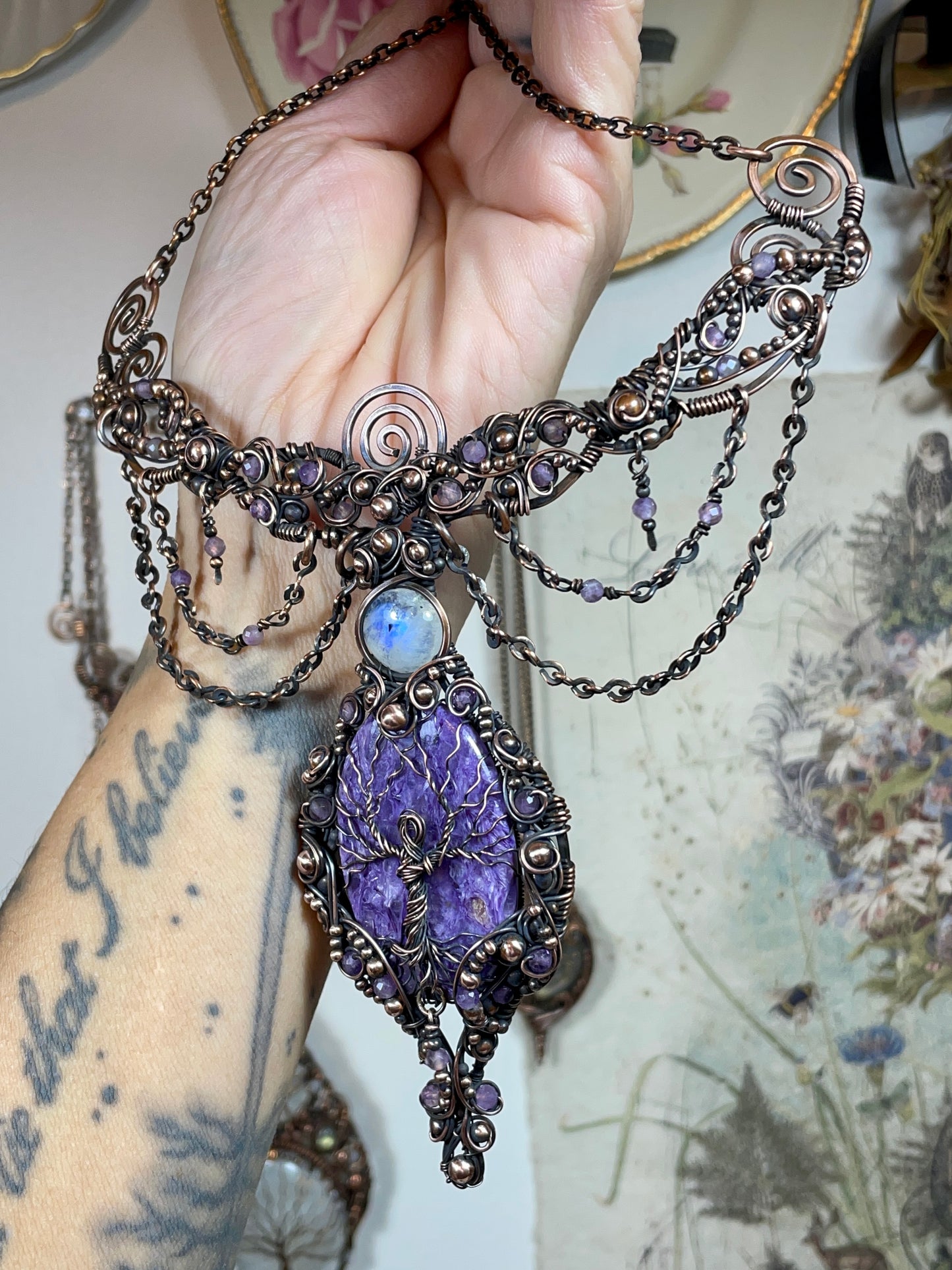 Charoite Tree Spirit Collar in Copper