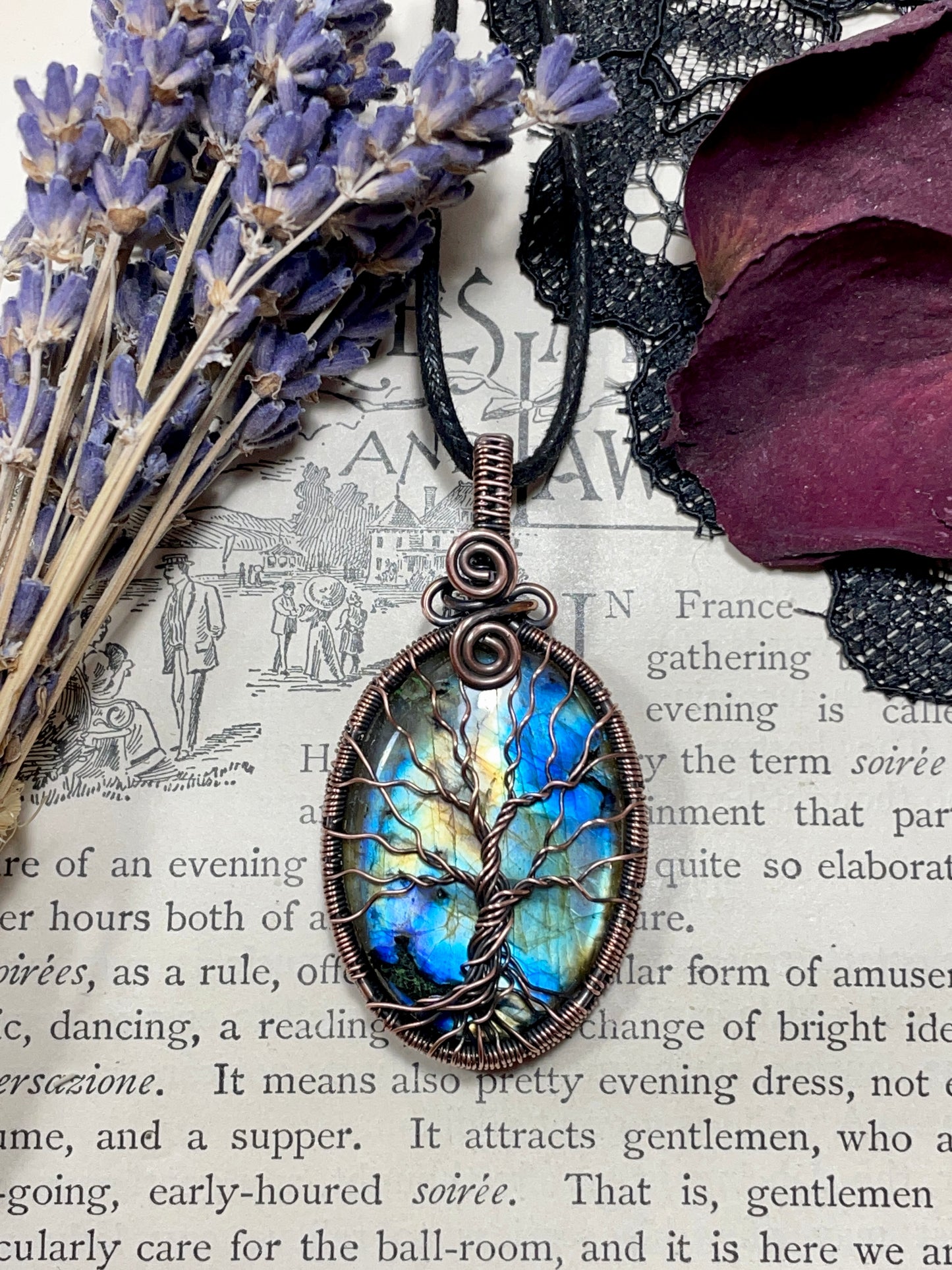 Labradorite Tree of Life Pendant in Copper