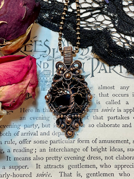 Onyx Tree of Life Pendant in Copper