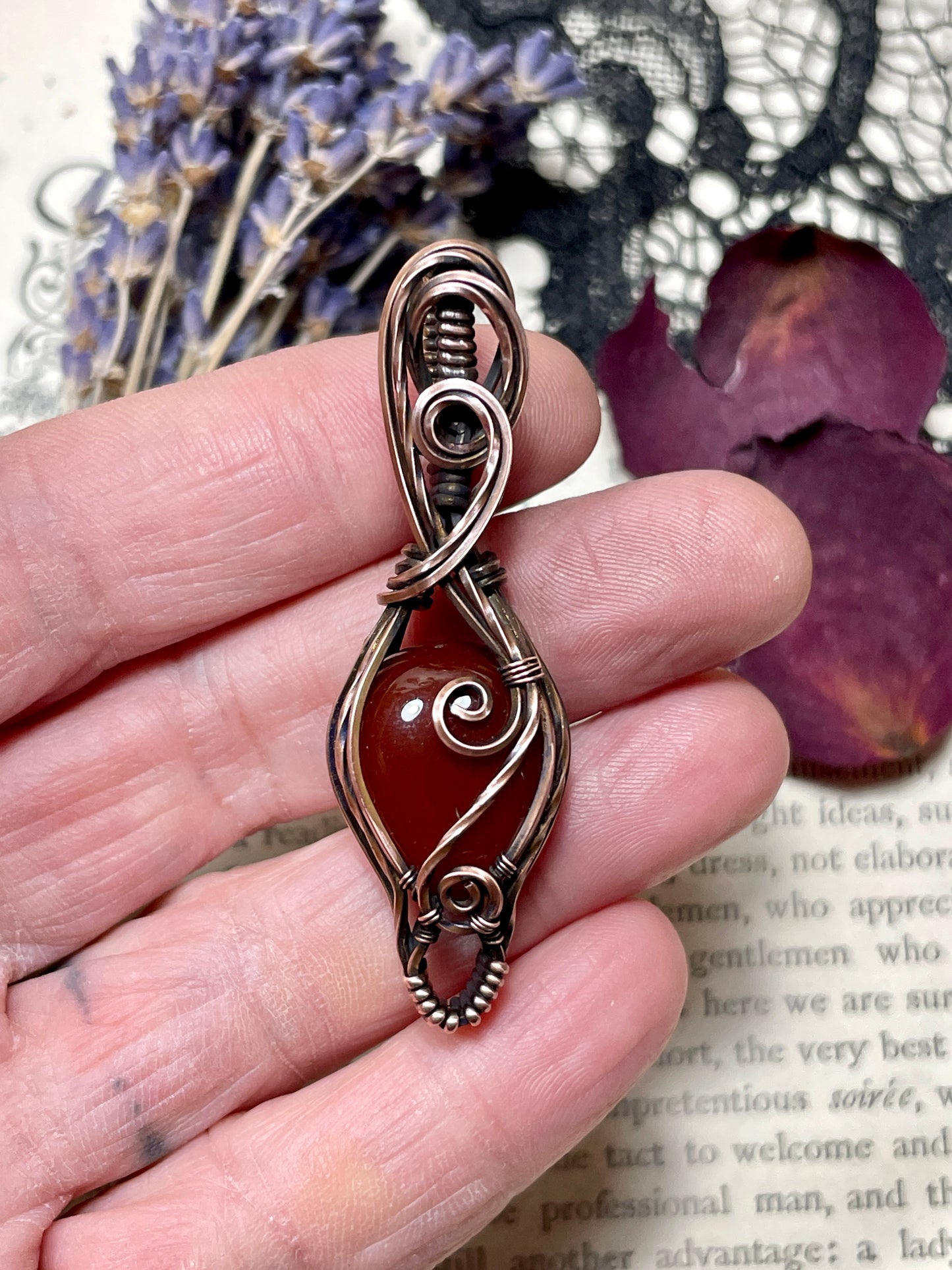 Carnelian Pendant in Copper