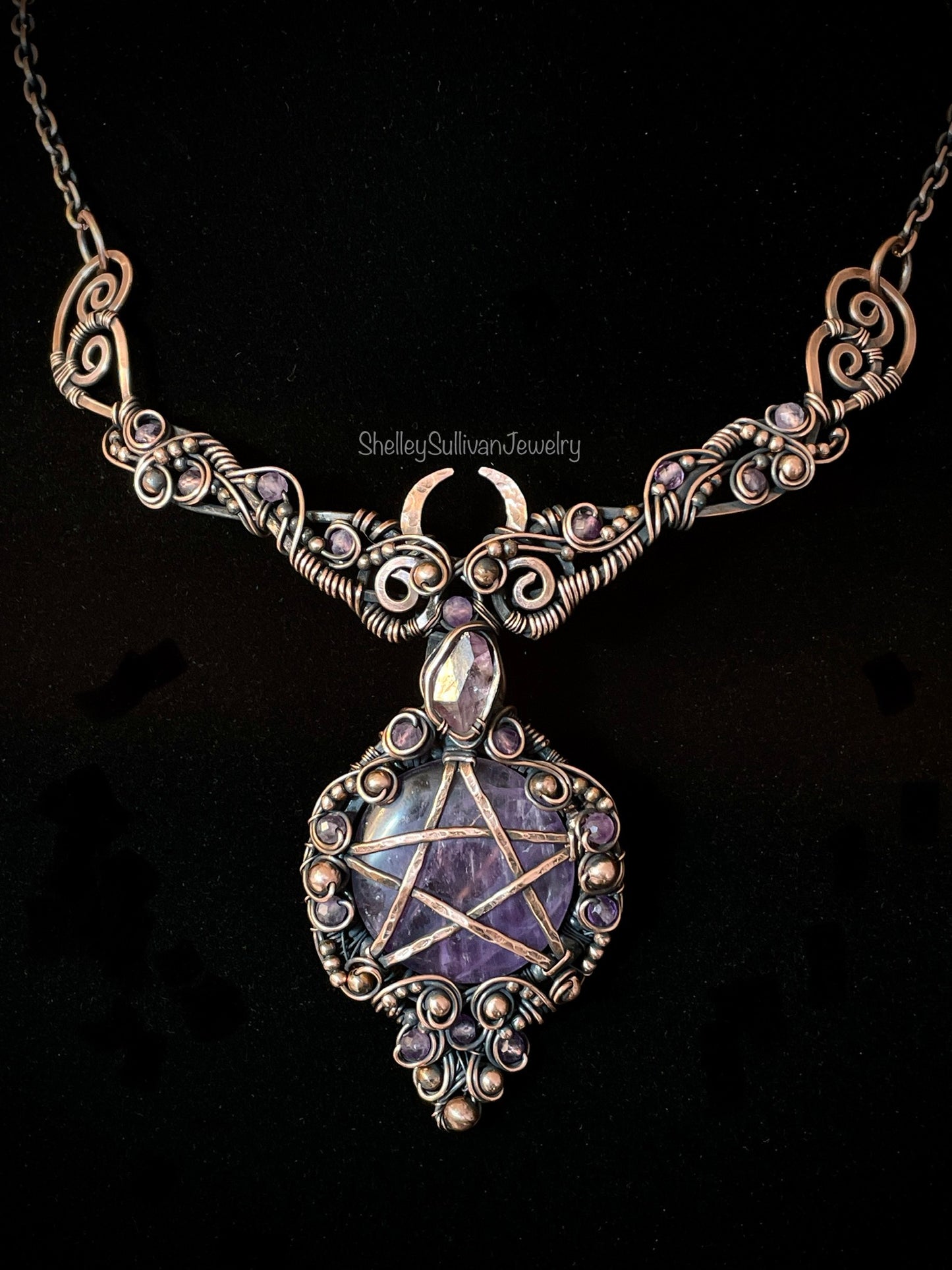 Amethyst Pentacle Collar in Copper