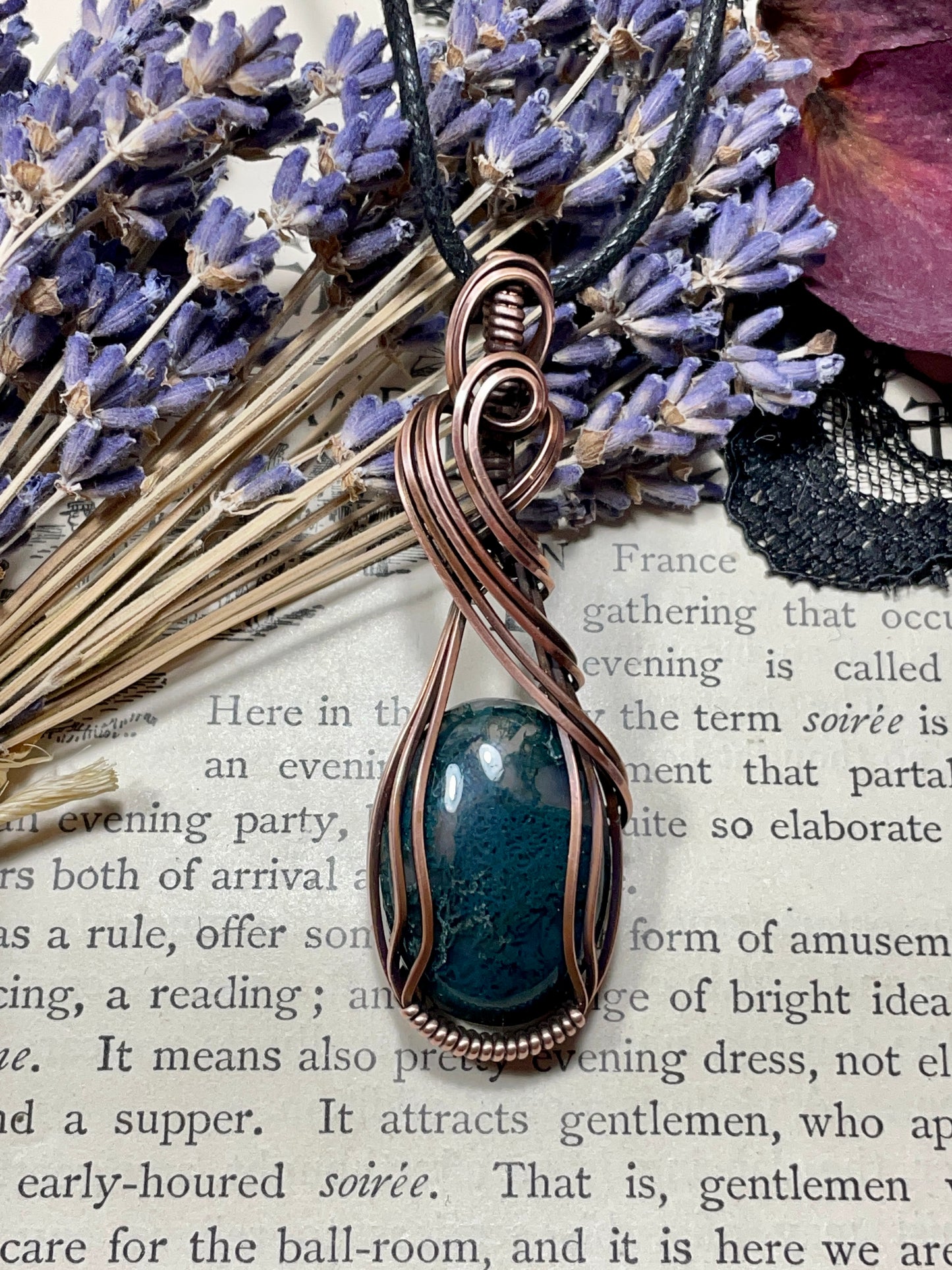 Moss Agate Pendant in Copper