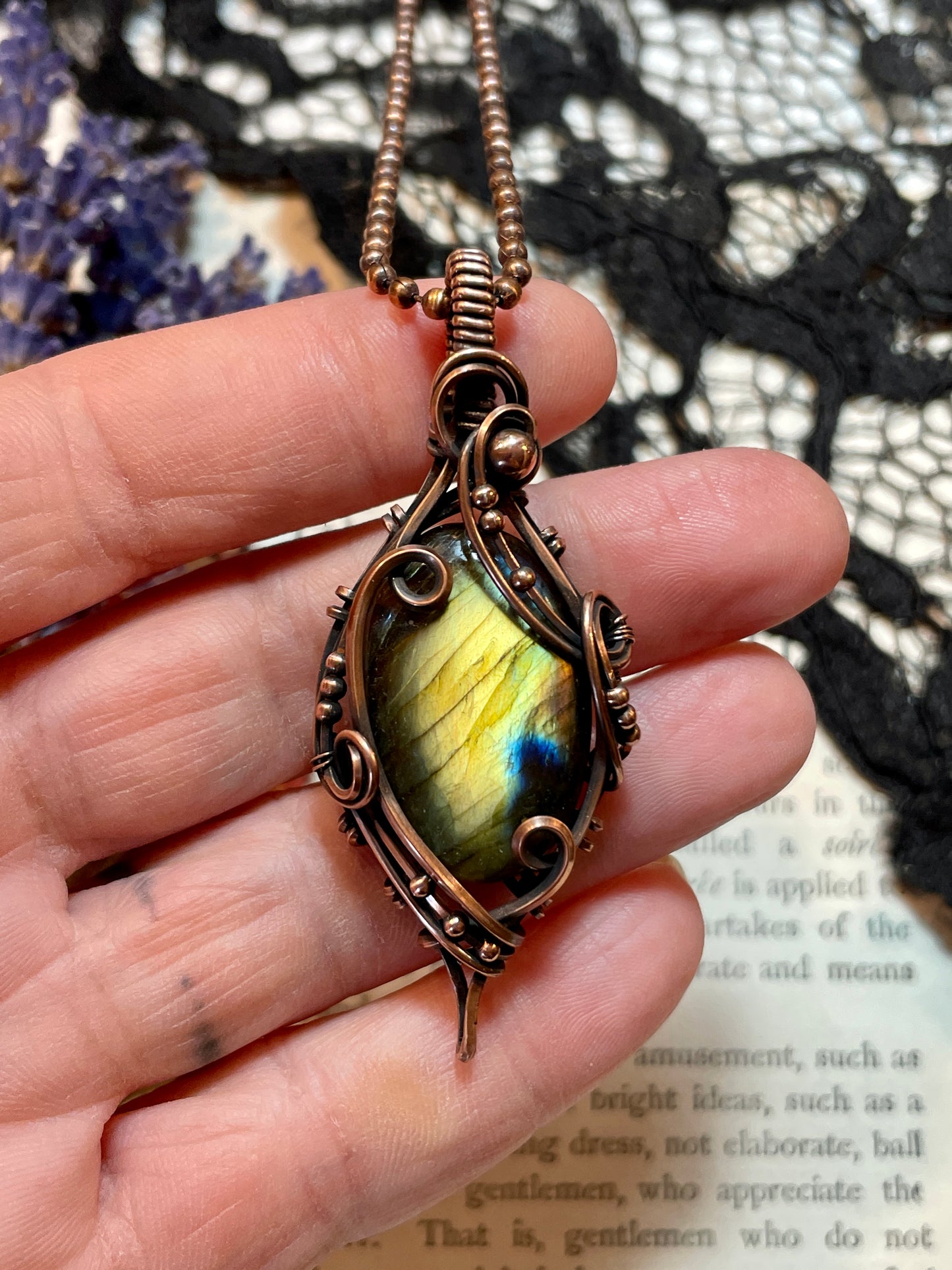 Labradorite Pendant in Copper