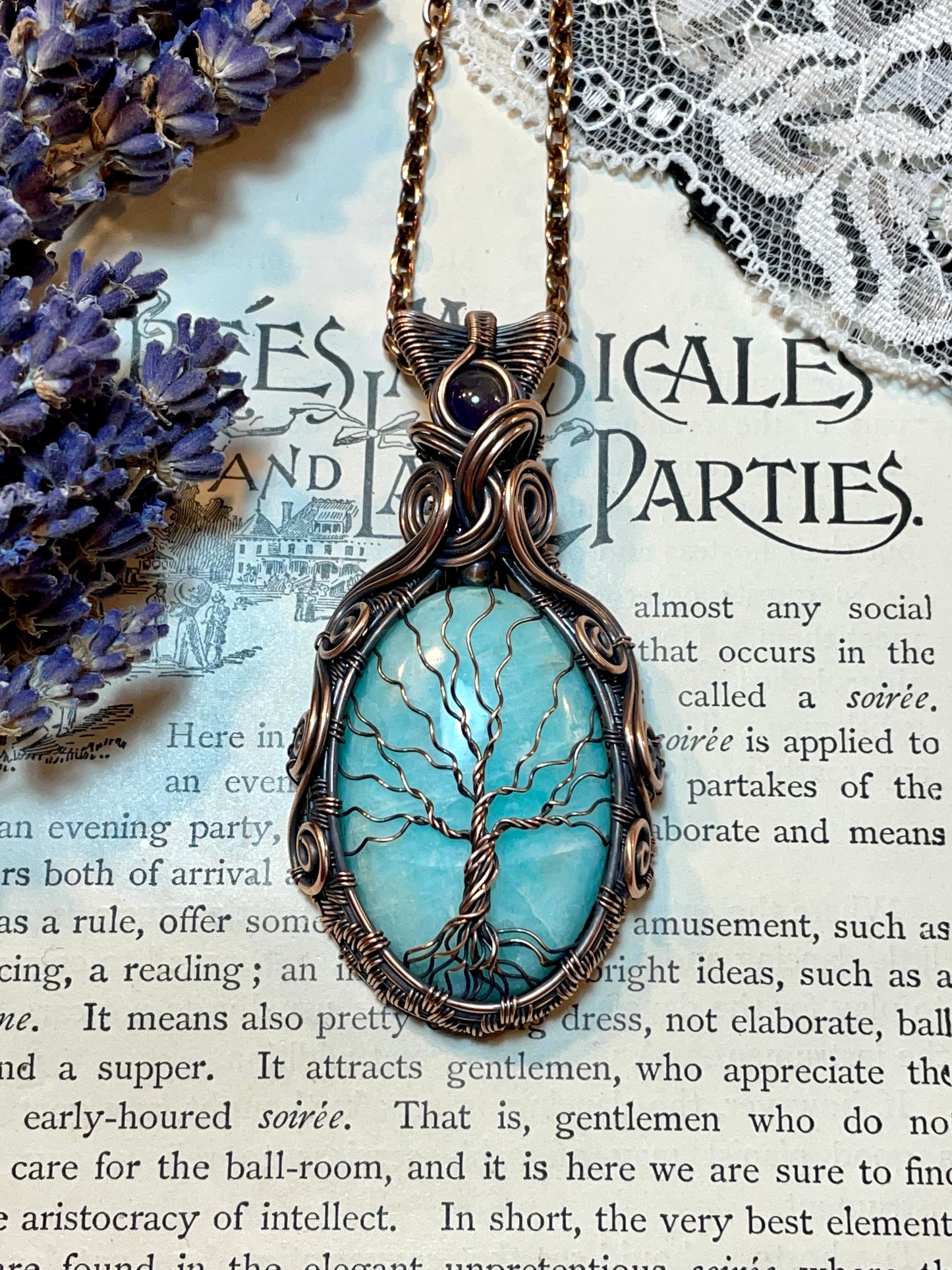 Amazonite Tree of Life Pendant in Copper