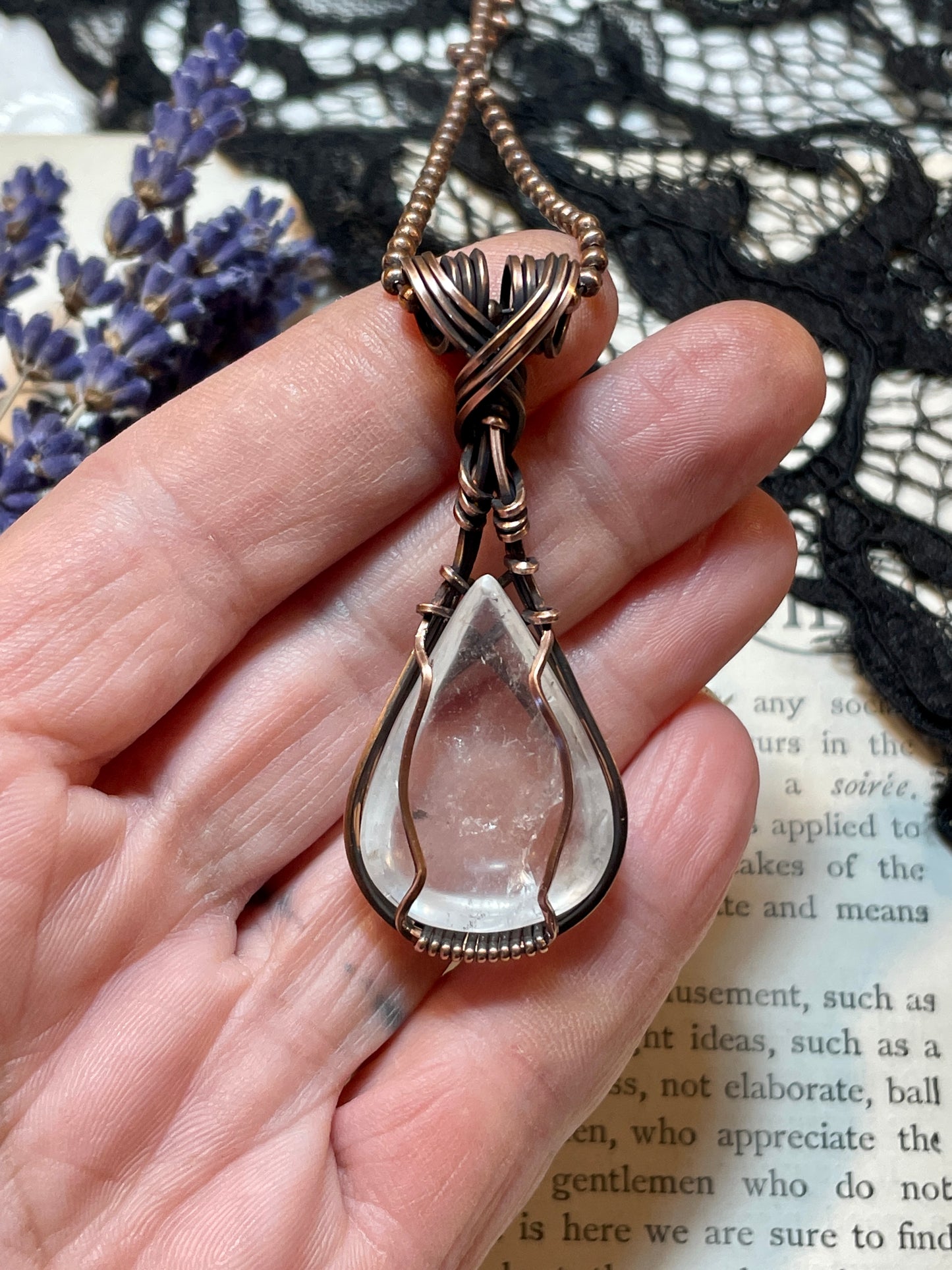 Clear Quartz Pendant in Copper