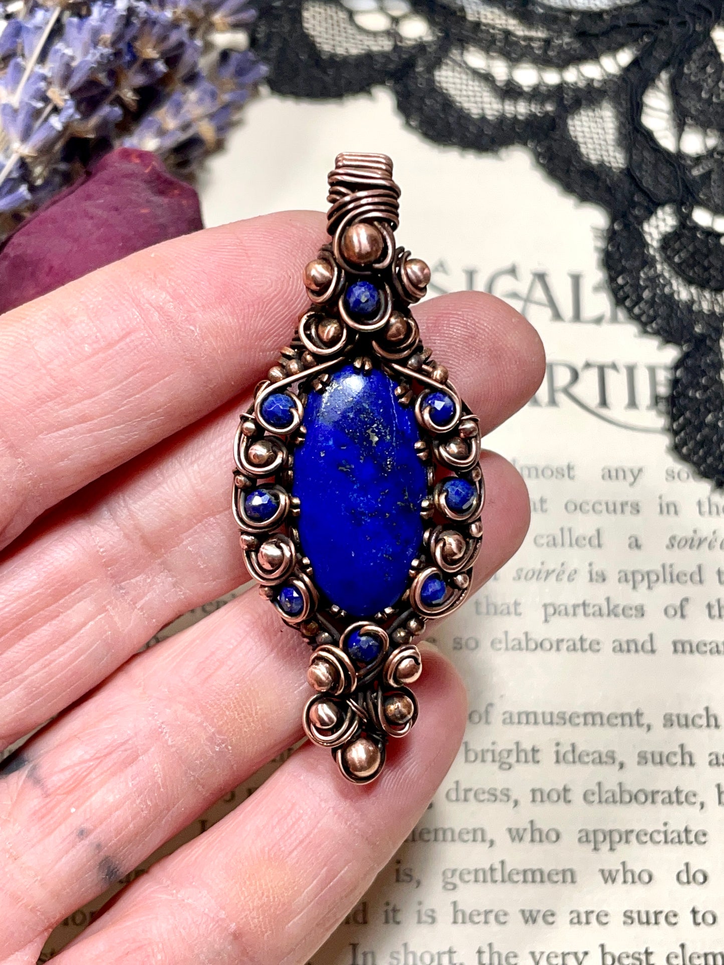 Lapis Lazuli Pendant in Copper