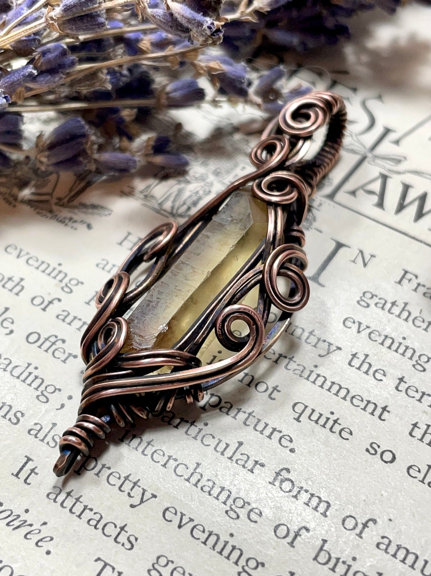 Citrine (Natural Raw Honey Citrine) Pendant in Copper