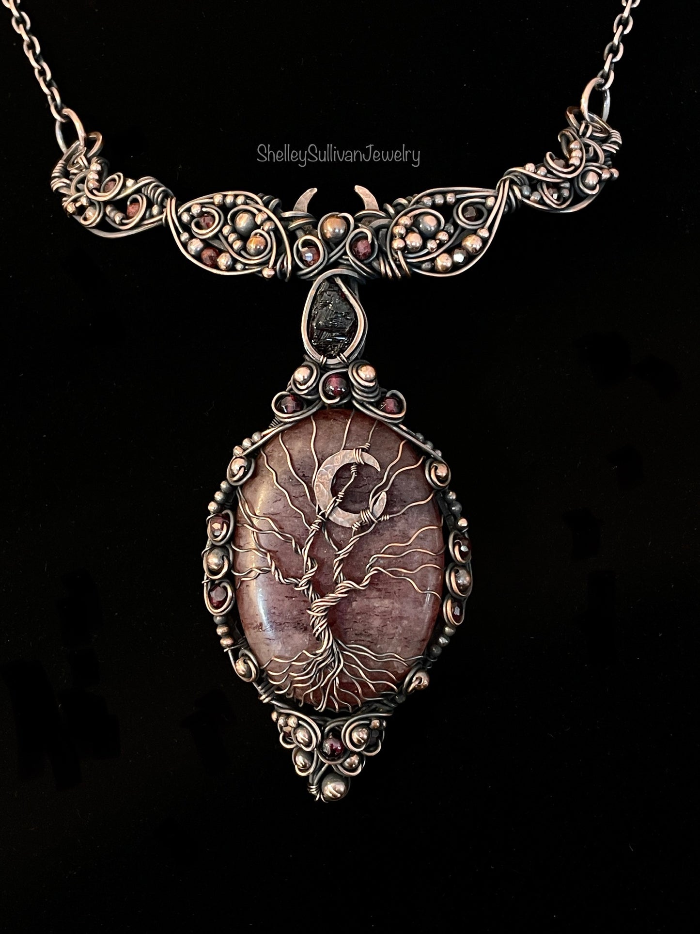 Aventurine (Red Aventurine) Tree of Life Collar Amulet in Copper