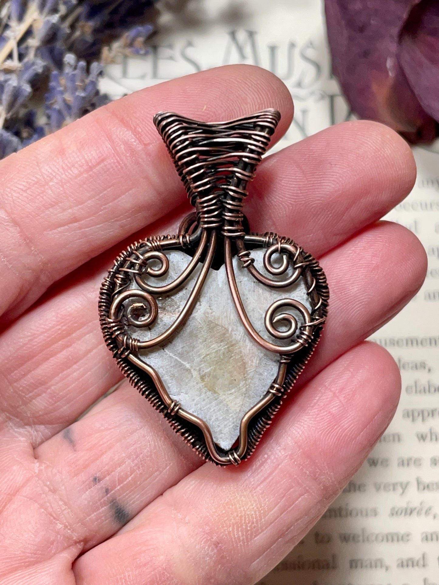 Amethyst Heart (Thunder Bay, Ontario Amethyst Cluster) in Copper