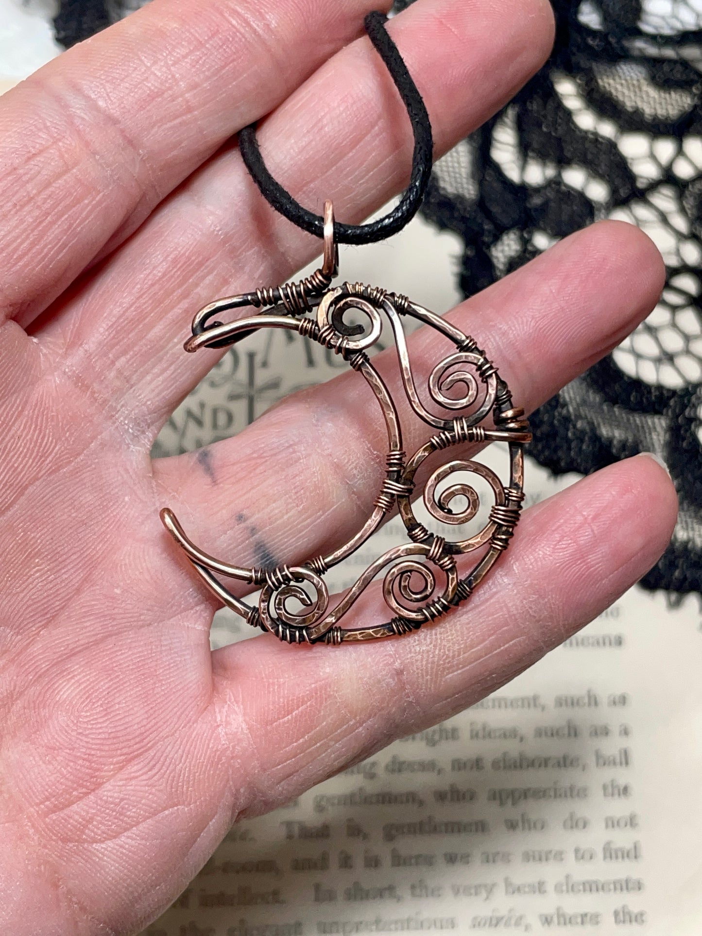 Copper Crescent Moon Pendant