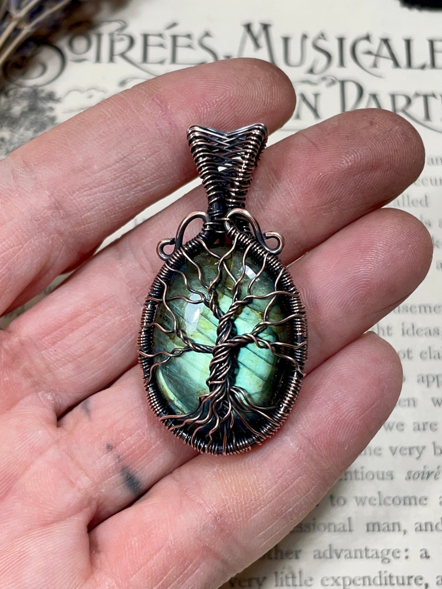 Labradorite Tree of Life Pendant in Copper