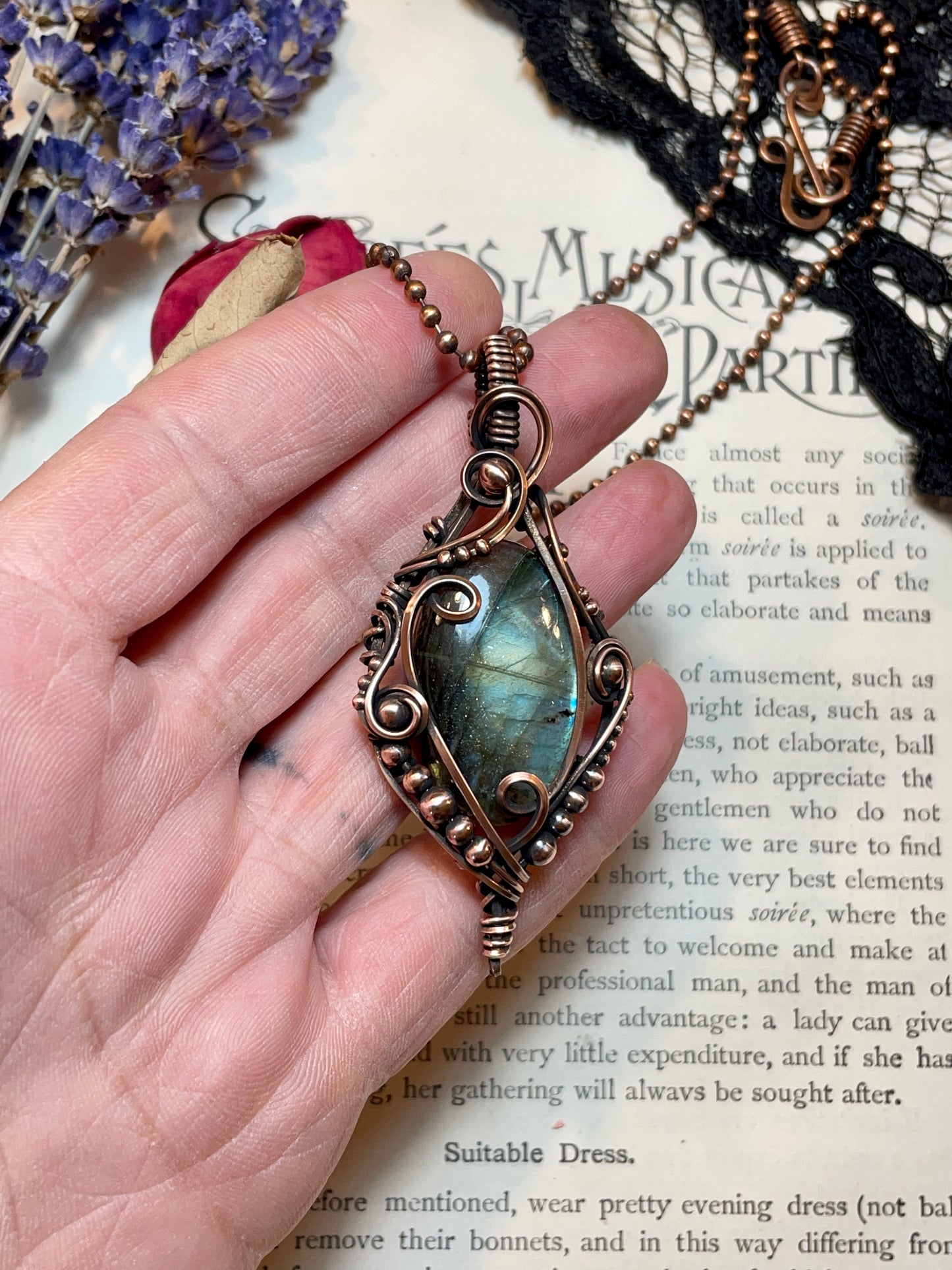 Labradorite Pendant in Copper