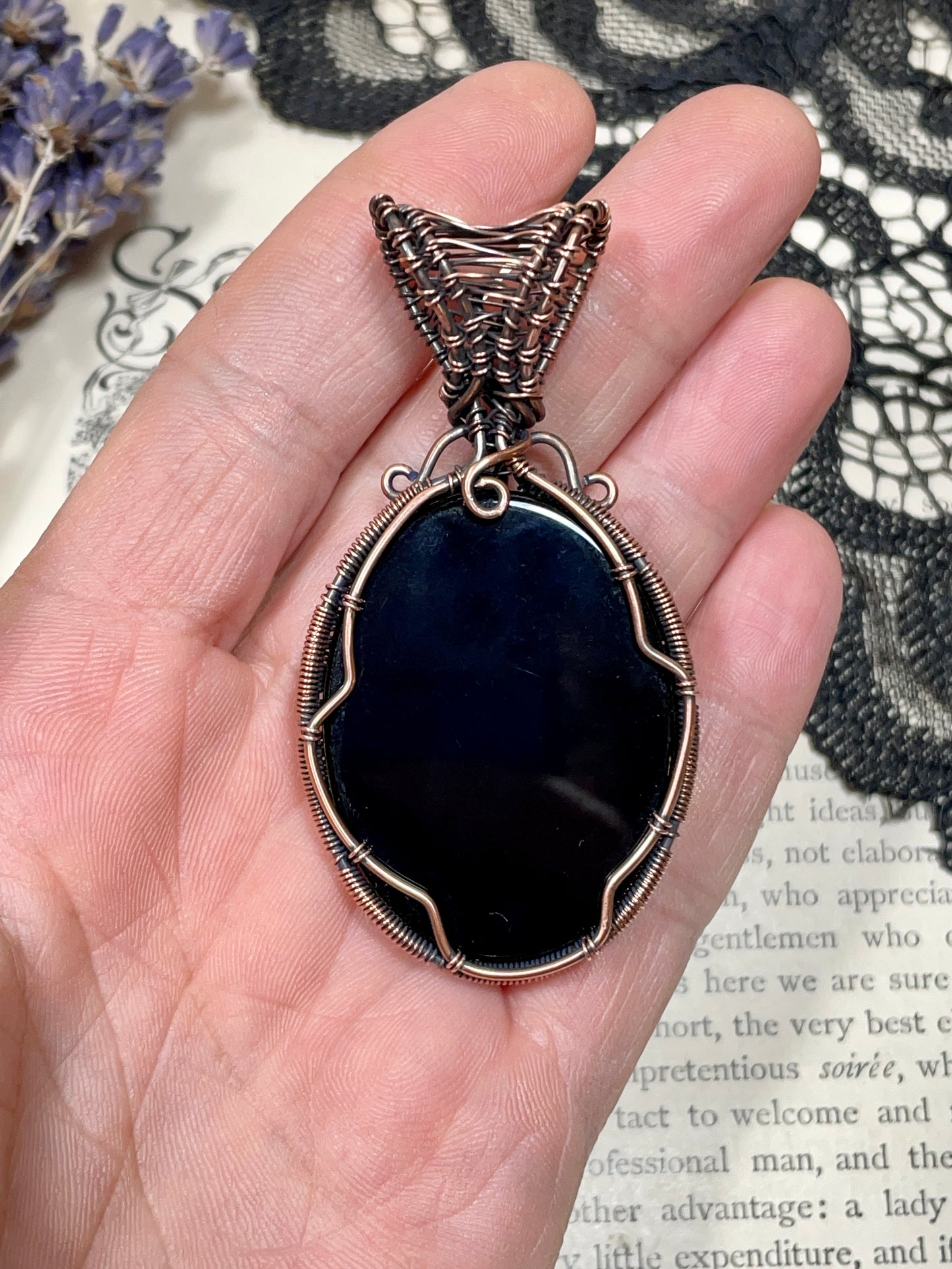 Onyx Tree of Life Pendant in Copper