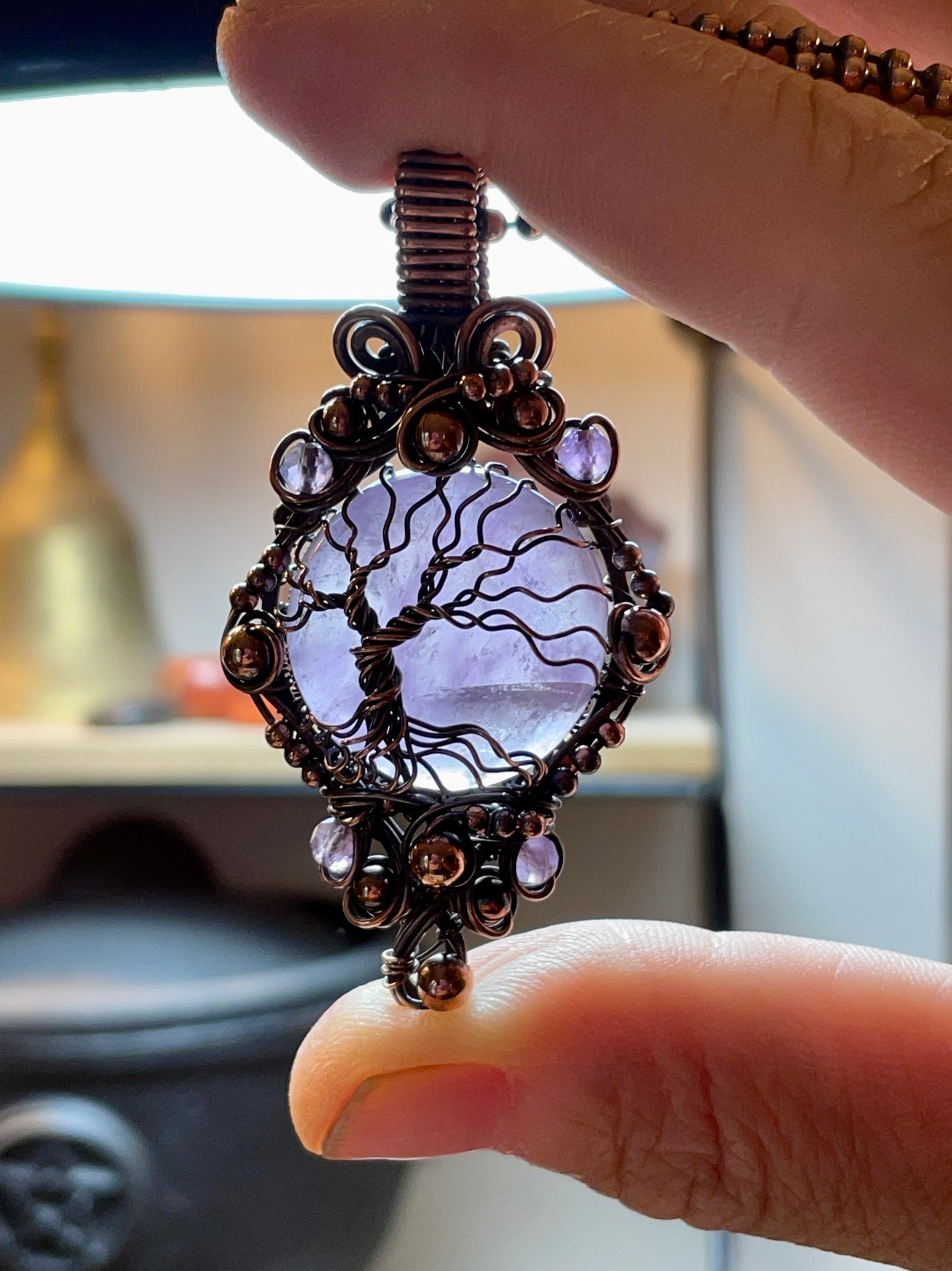 Amethyst Tree of Life Pendant in Copper