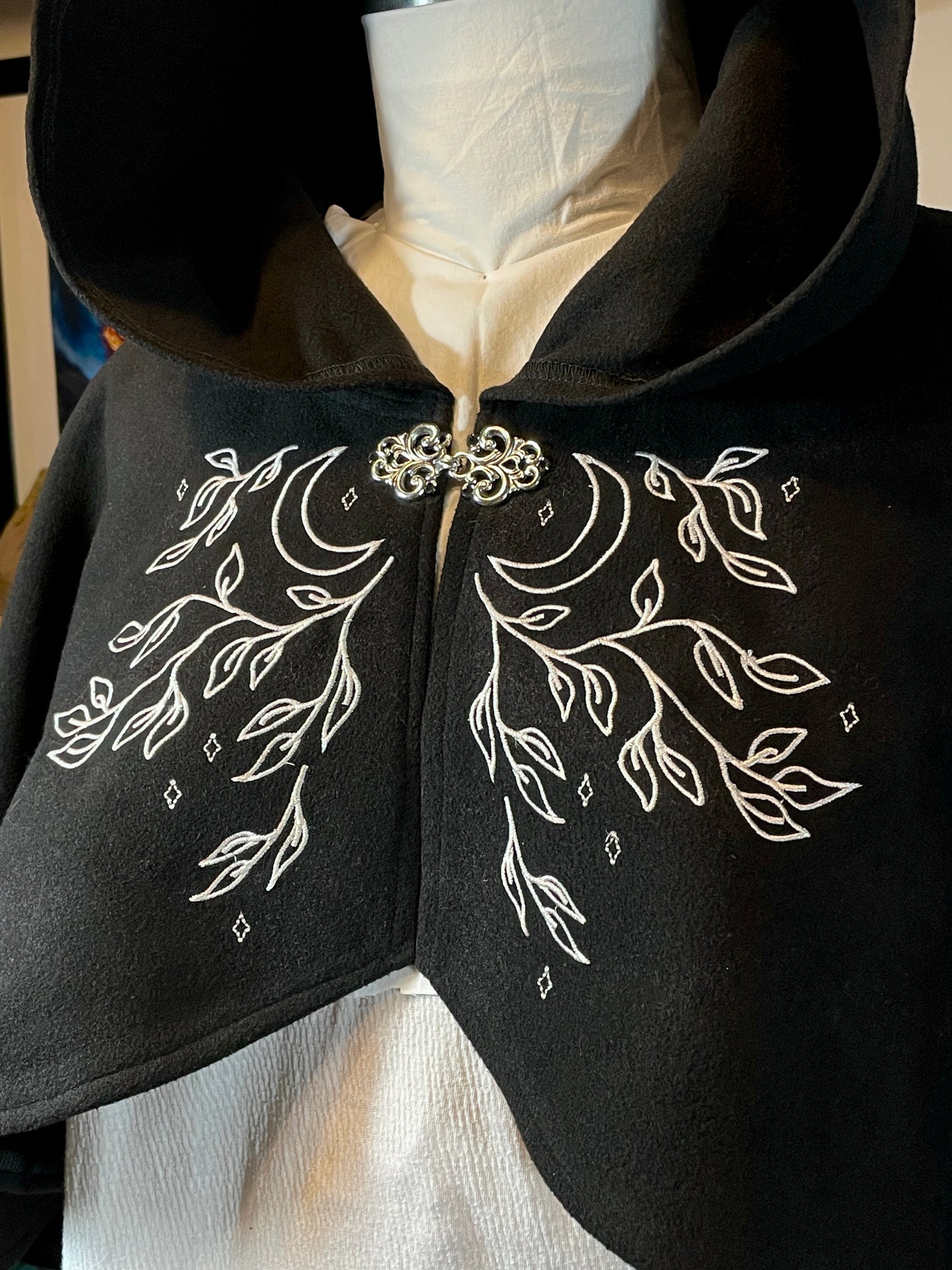 Celestial Black Felted Capelet in Silver
