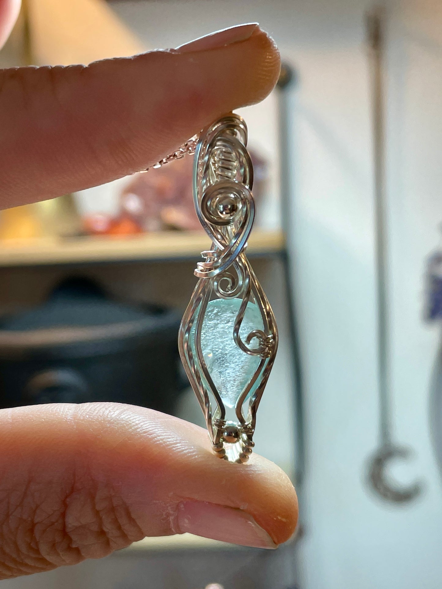 Aquamarine Pendant in Sterling Silver