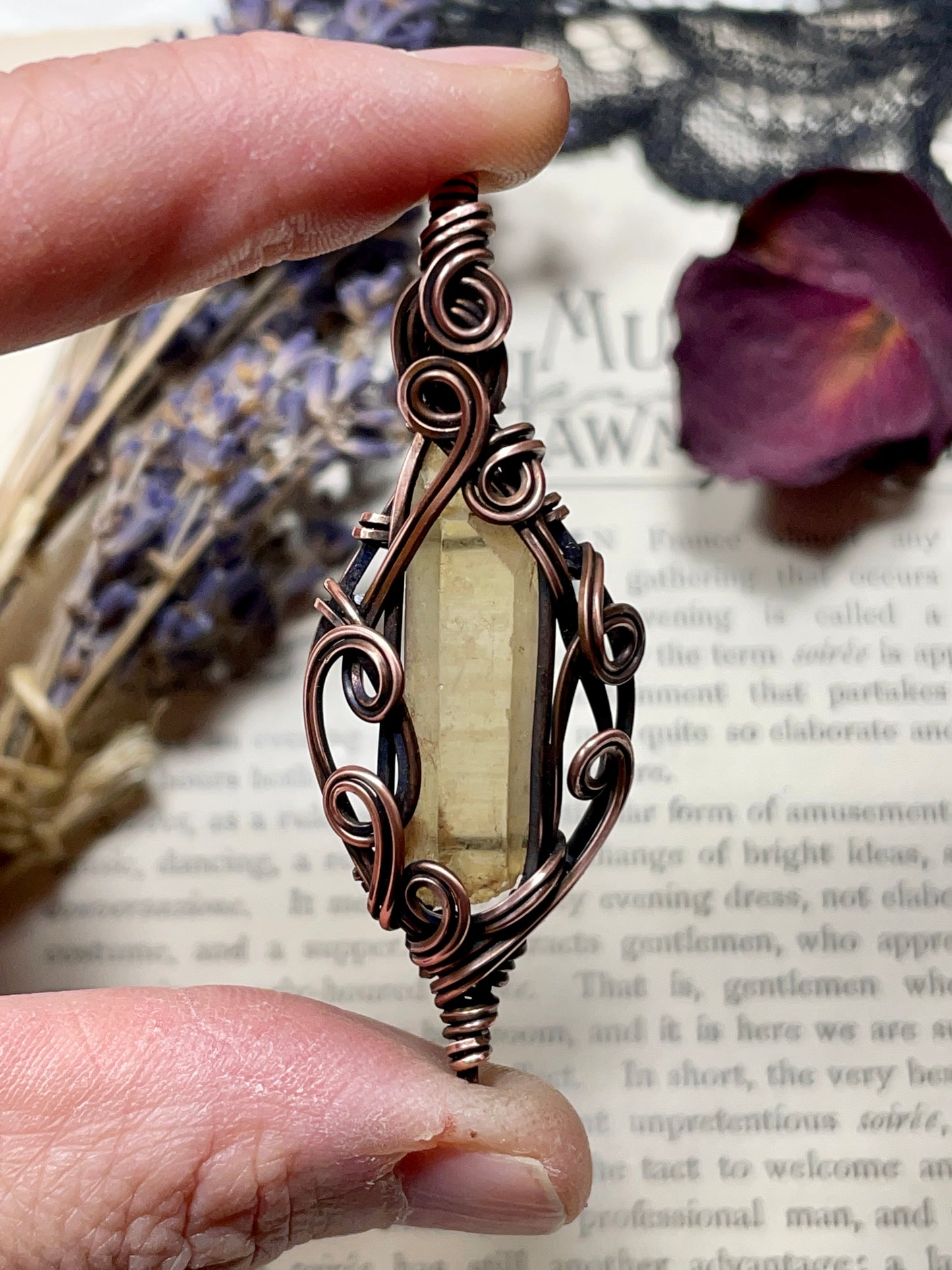 Citrine (Natural Raw Honey Citrine) Pendant in Copper