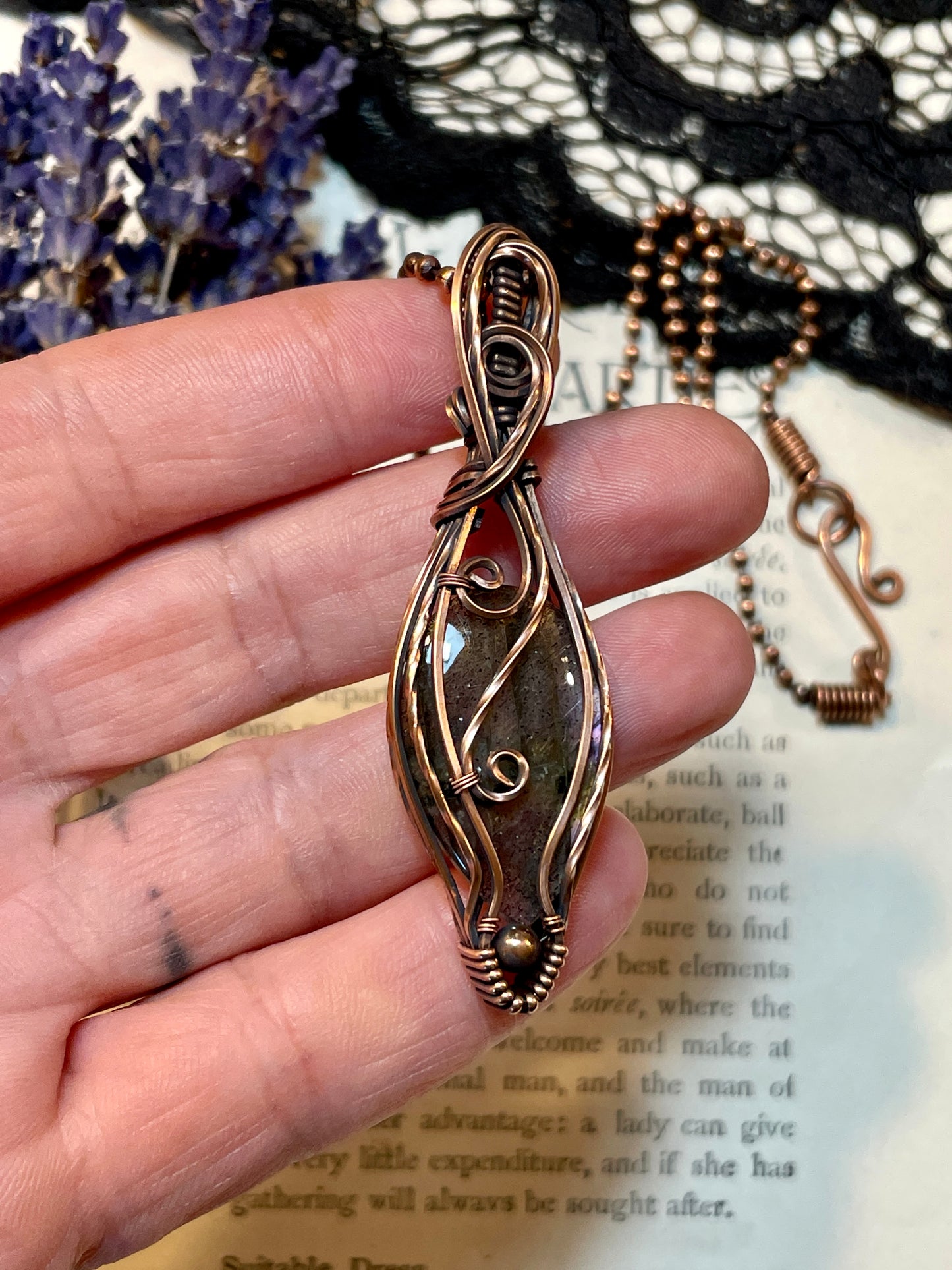 Labradorite Pendant in Copper