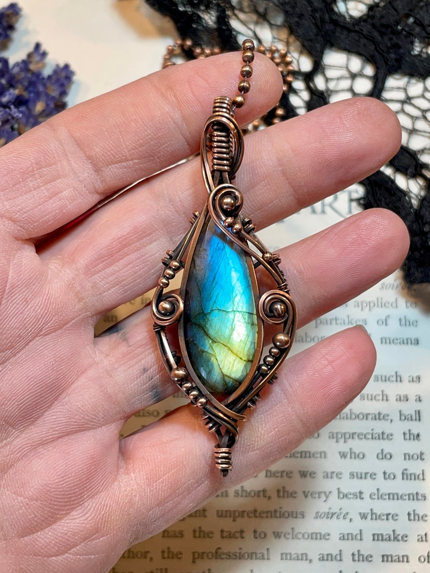 Labradorite Pendant in Copper