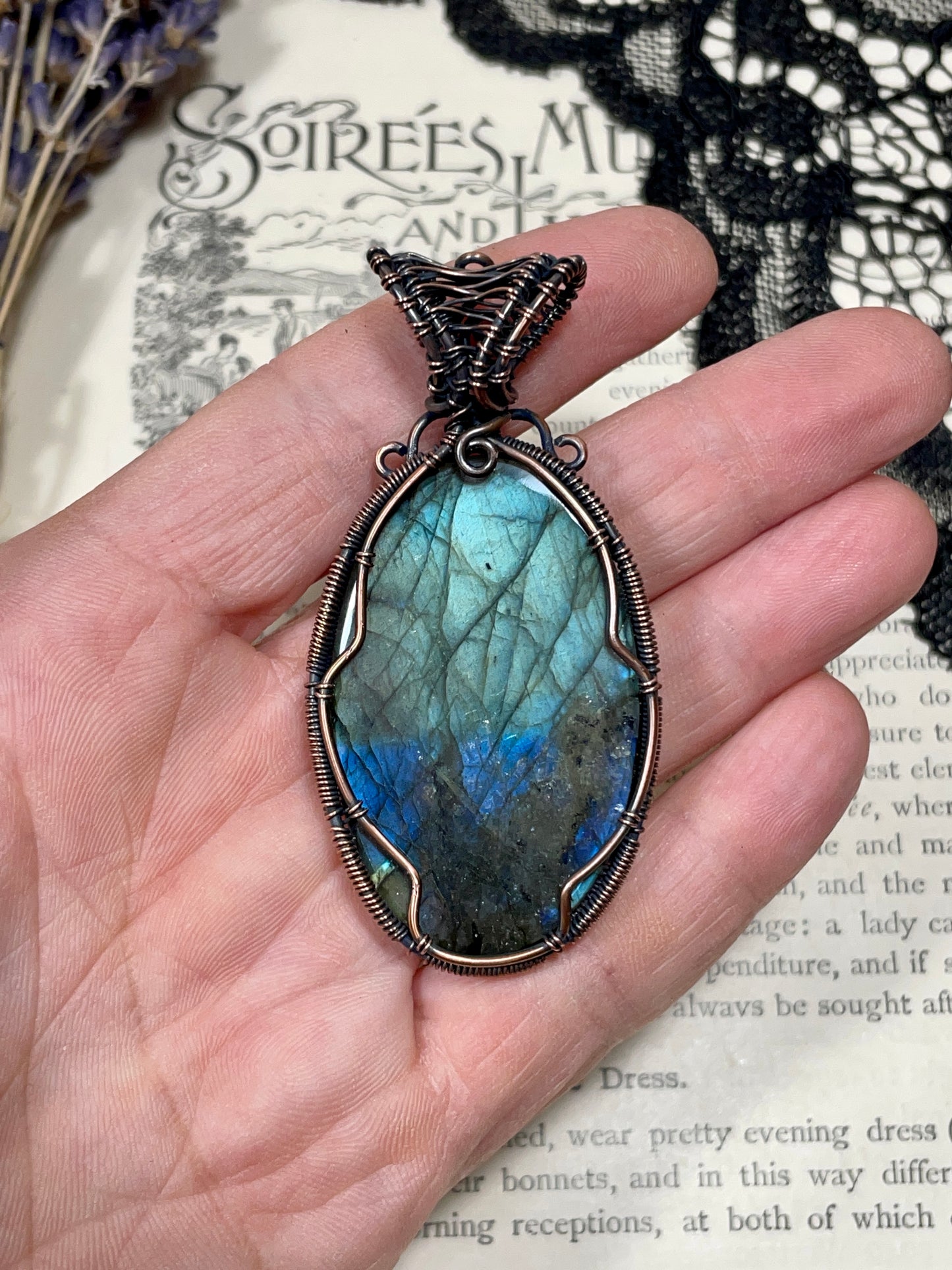 Labradorite Tree of Life Amulet in Copper
