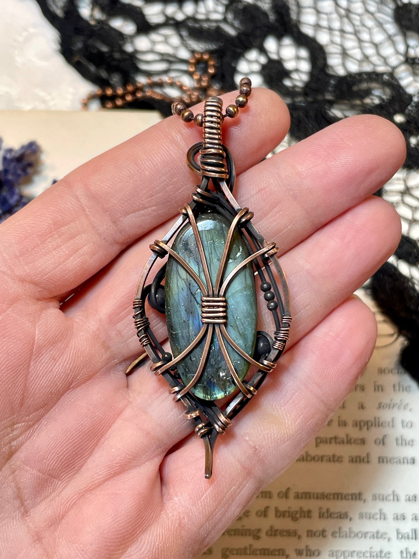 Labradorite Pendant in Copper